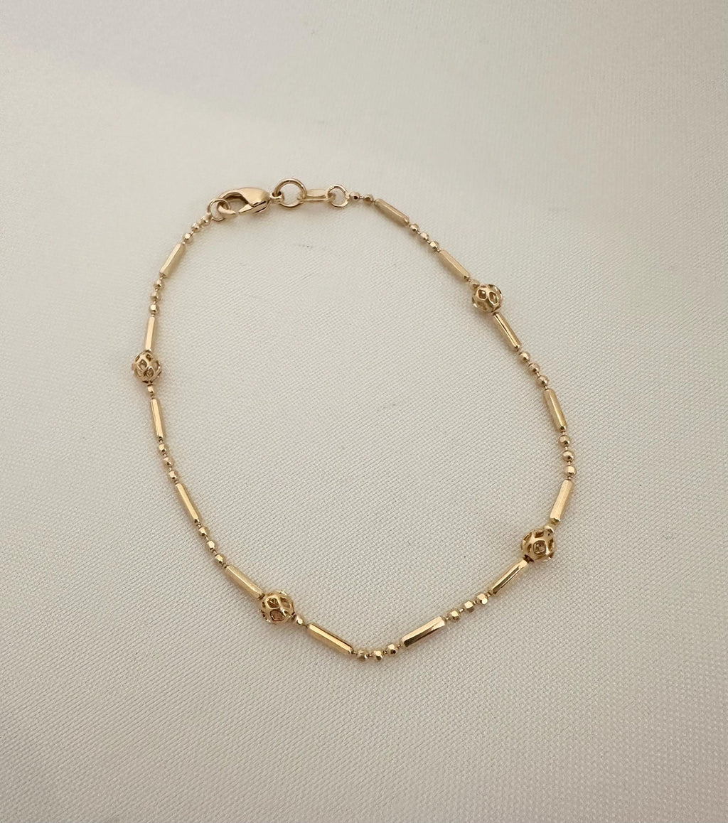 Gold Ball and Bar Chain Bracelet