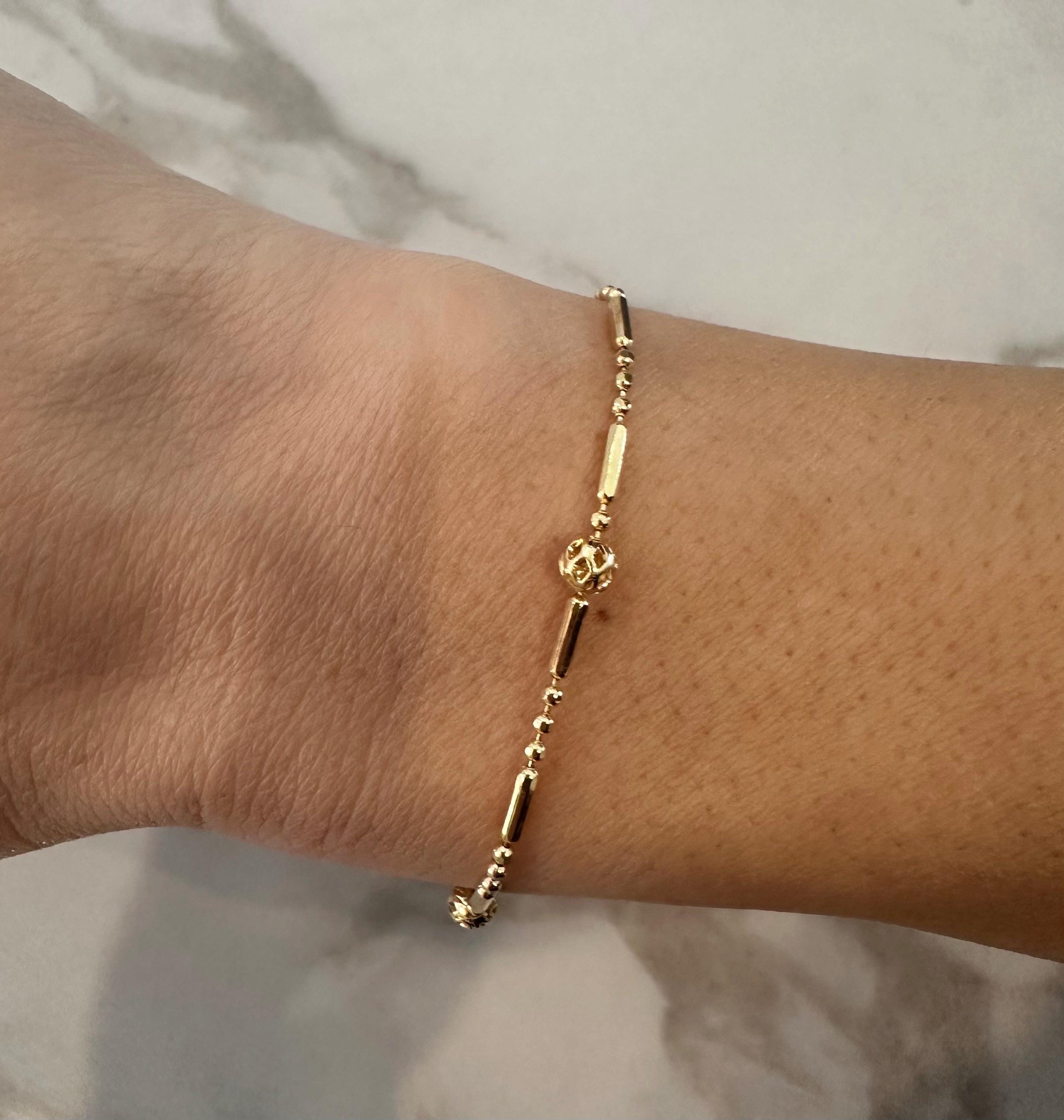 Gold Ball and Bar Chain Bracelet