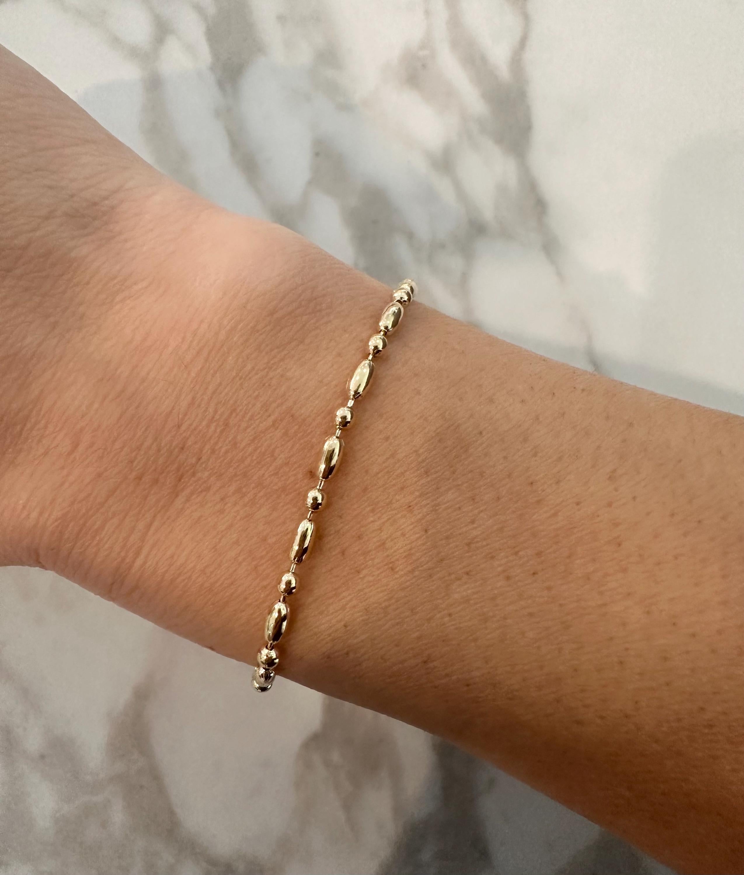 Gold Filled Ball Link Bracelet, Dainty Layering Bracelet, 7 Inch