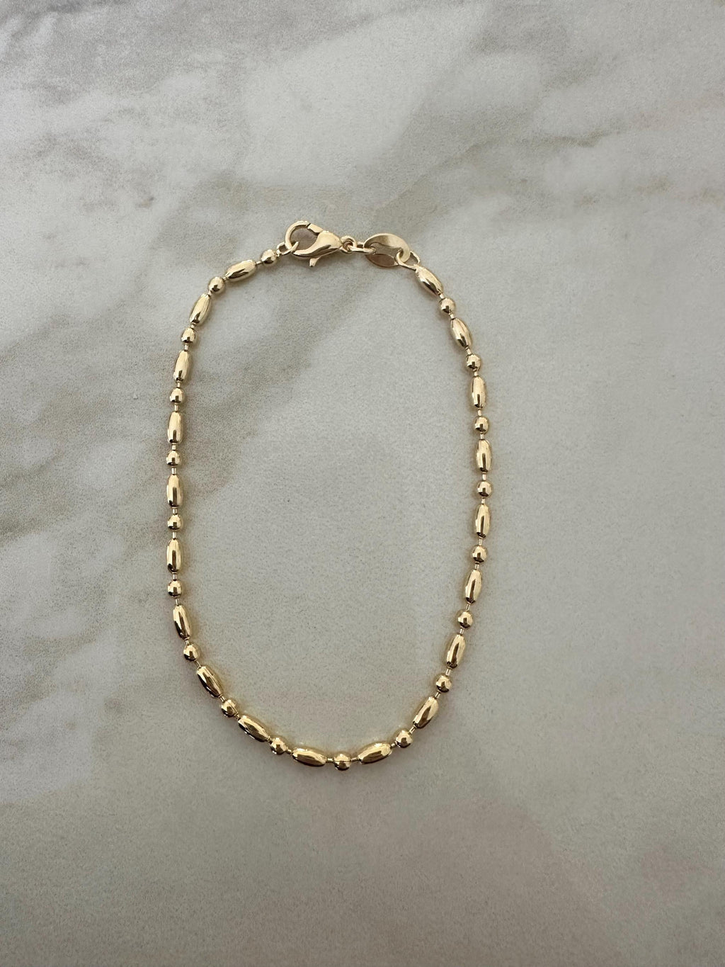 Gold Filled Ball Link Bracelet, Dainty Layering Bracelet, 7 Inch