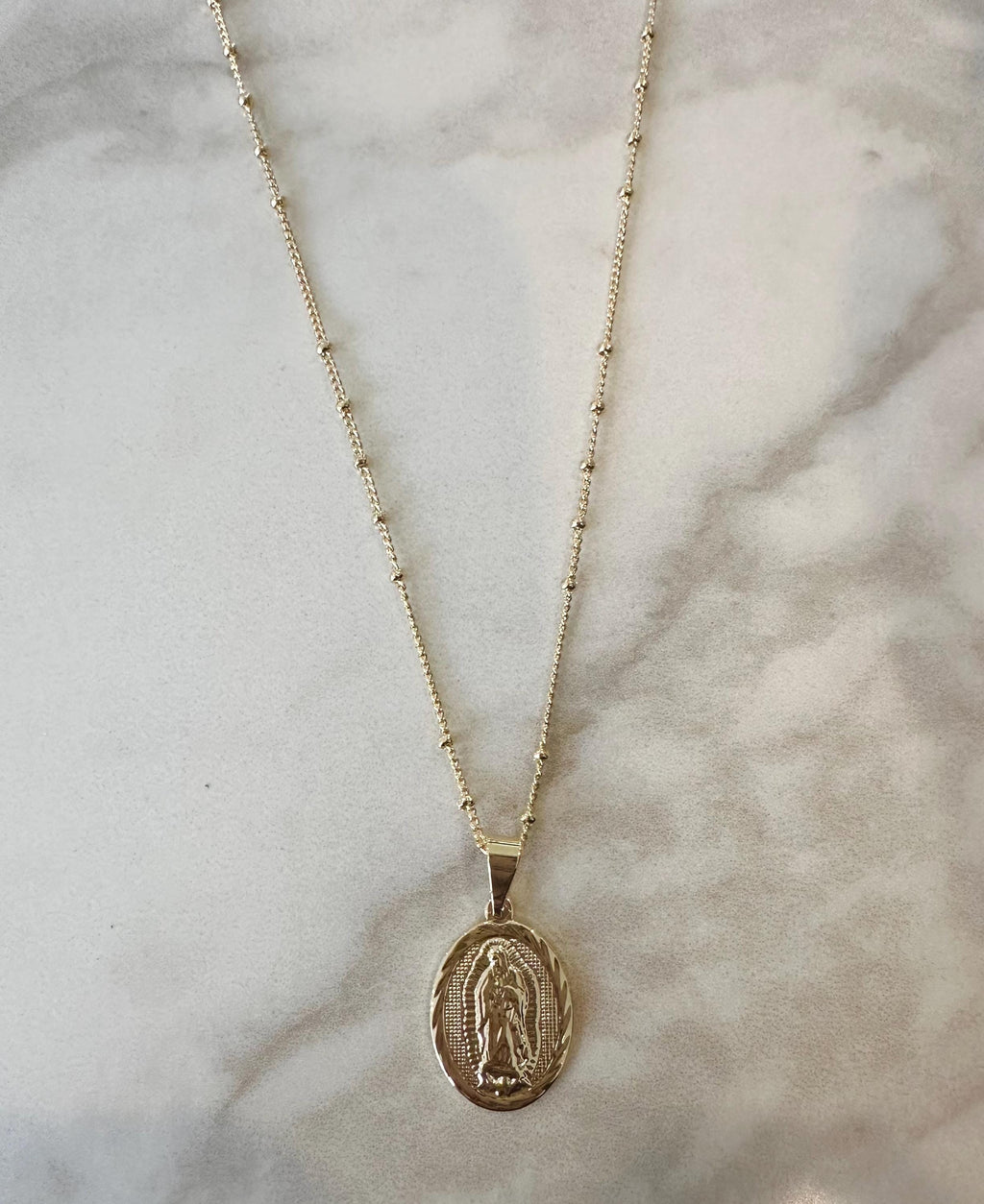 18k Gold Filled Lady of Guadalupe Necklace, Religious Jewelry