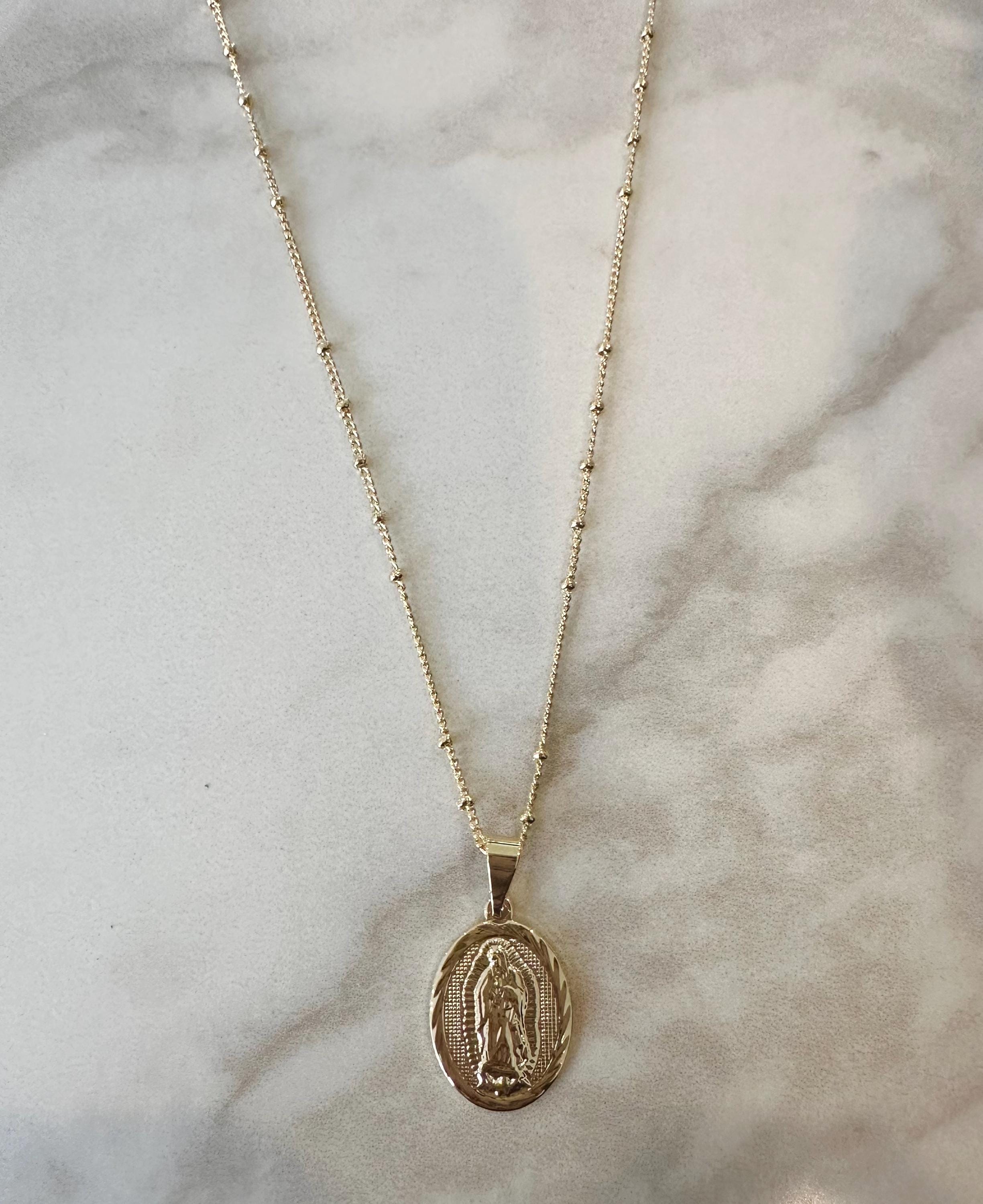 18k Gold Filled Lady of Guadalupe Necklace, Religious Jewelry