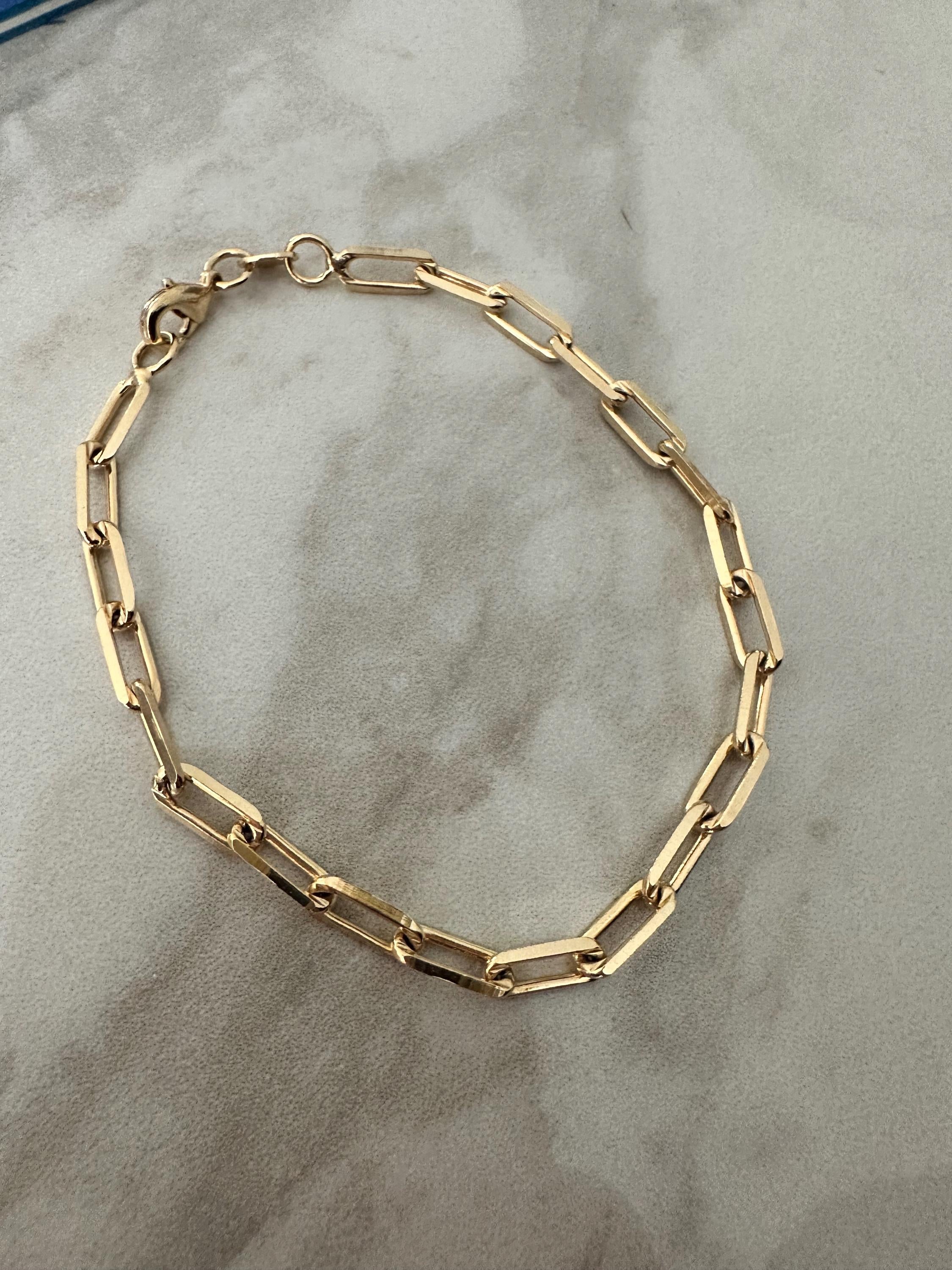 Gold Paperclip Chain Bracelet: 18k Gold Filled, Dainty Layering