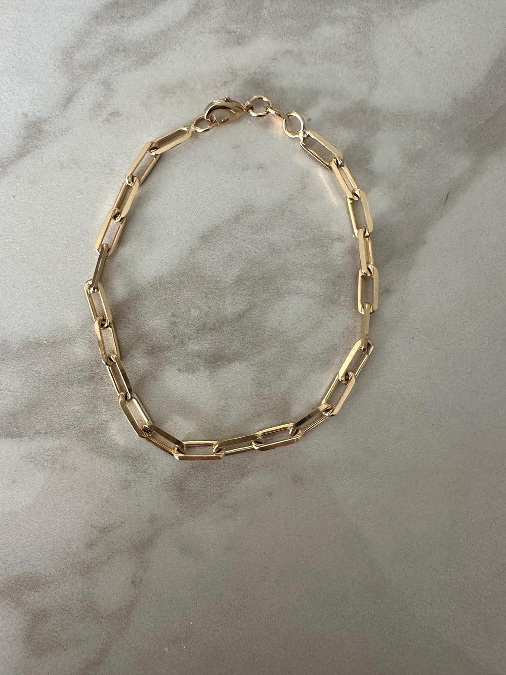 Gold Paperclip Chain Bracelet: 18k Gold Filled, Dainty Layering