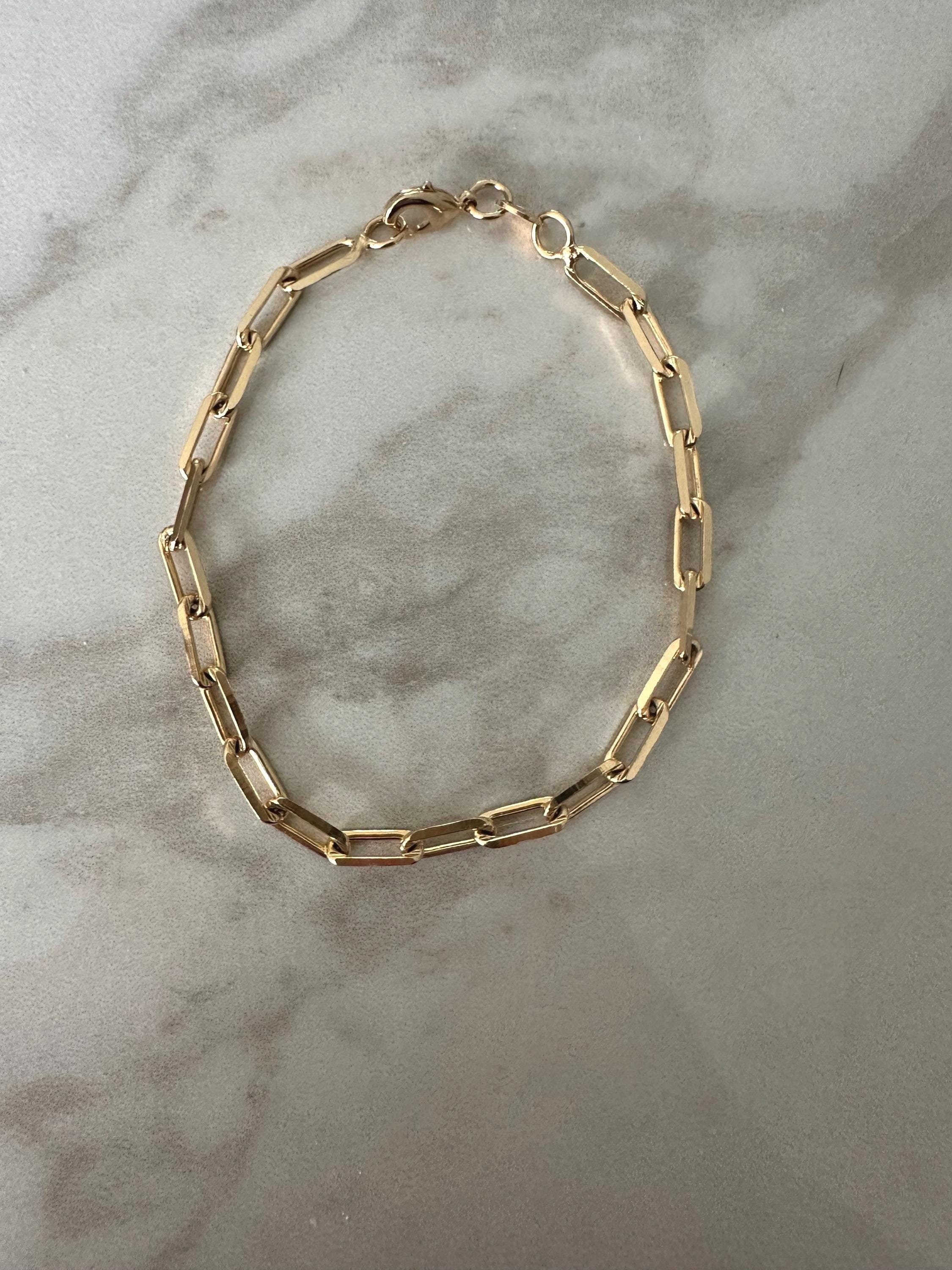 Gold Paperclip Chain Bracelet: 18k Gold Filled, Dainty Layering
