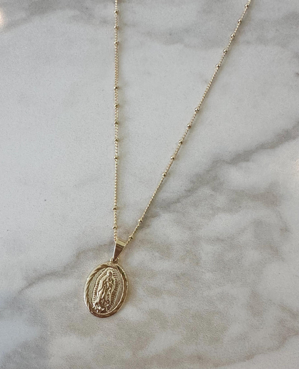 18k Gold Filled Lady of Guadalupe Necklace, Religious Jewelry