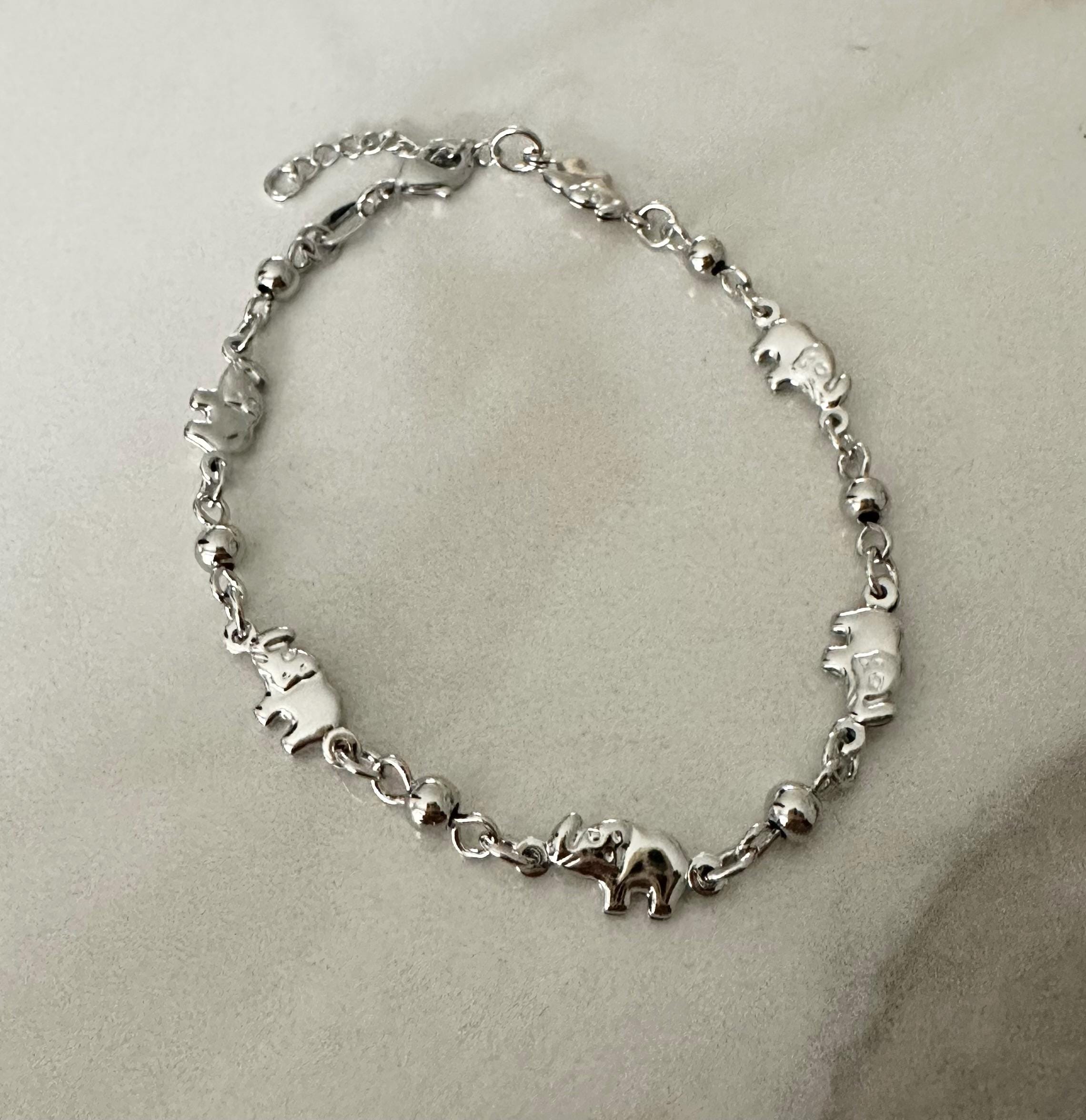 18k gold filled Rhodium  Elephant Chain Bracelet, Dainty Bracelet