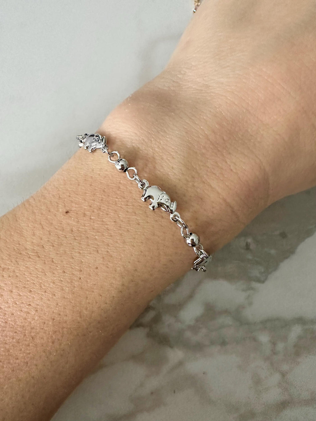 18k gold filled Rhodium  Elephant Chain Bracelet, Dainty Bracelet
