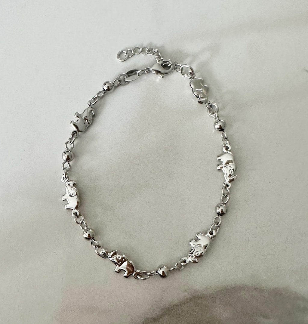 18k gold filled Rhodium  Elephant Chain Bracelet, Dainty Bracelet
