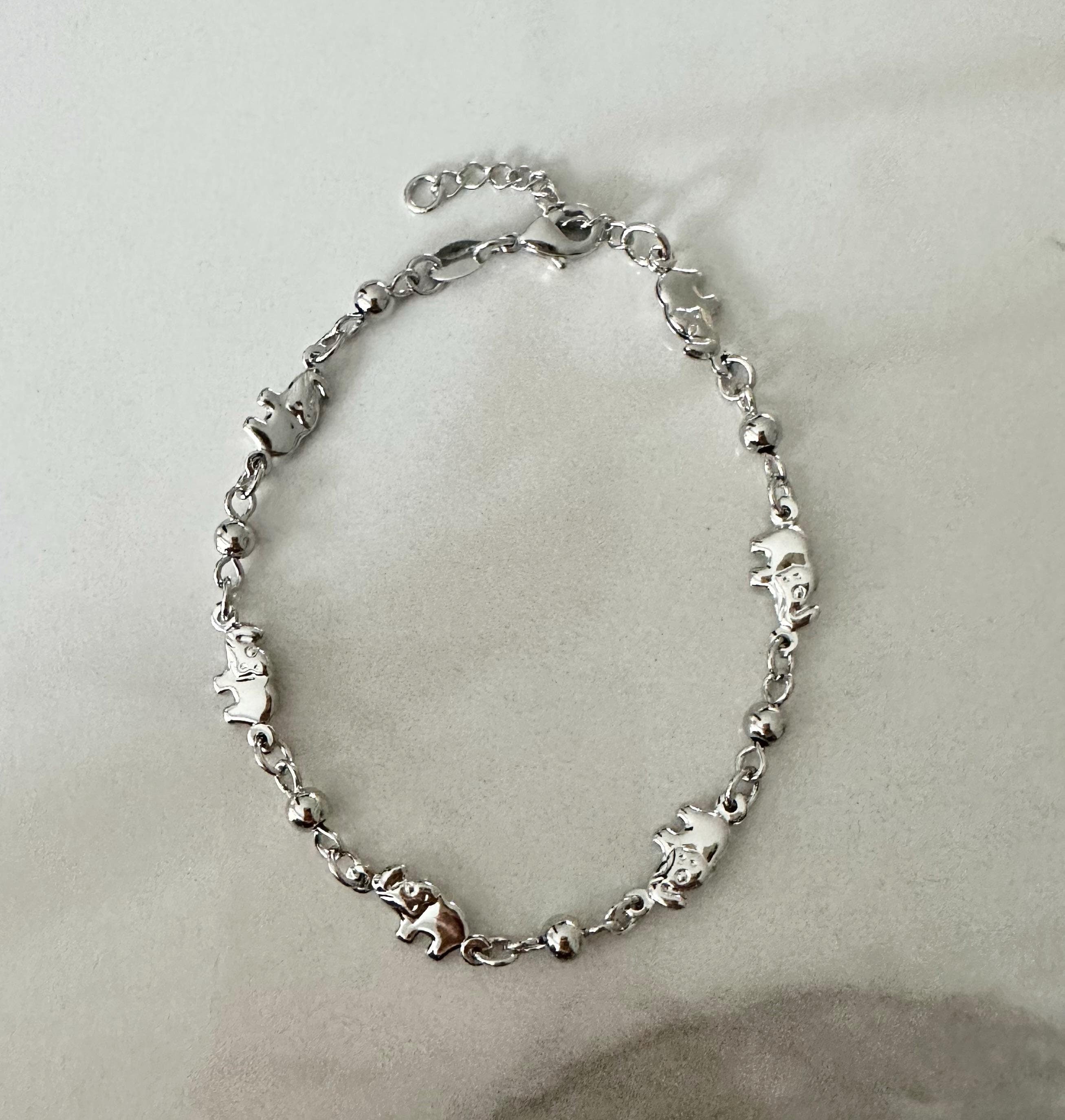 18k gold filled Rhodium  Elephant Chain Bracelet, Dainty Bracelet