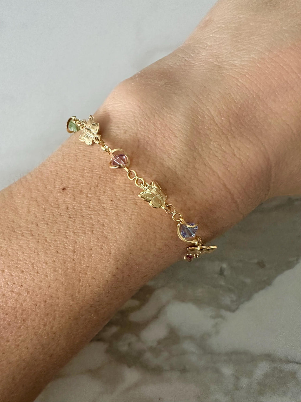18k gold filled Multicolored Butterfly Chain Bracelet, Dainty Bracelet