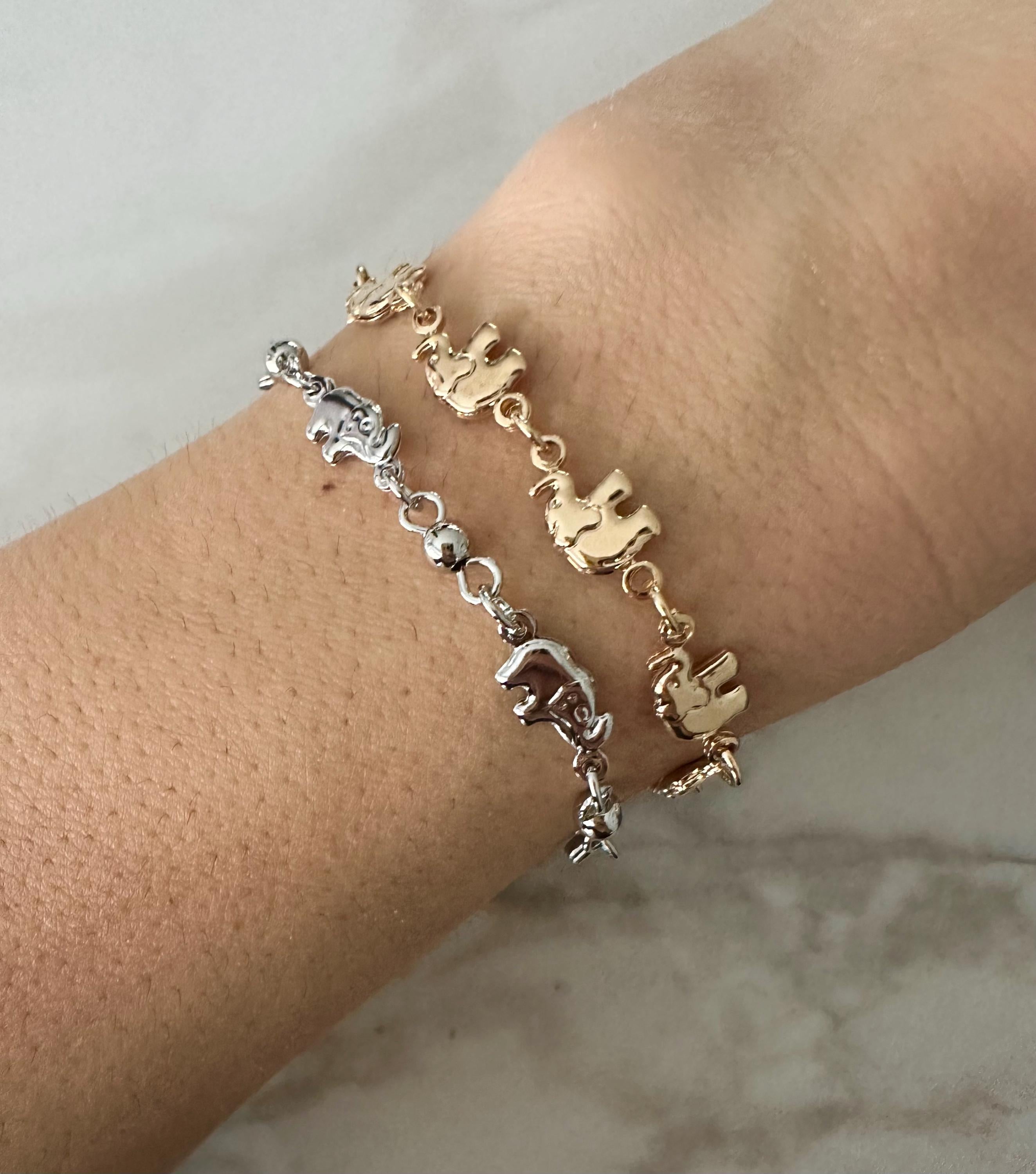 18k gold filled Rhodium  Elephant Chain Bracelet, Dainty Bracelet