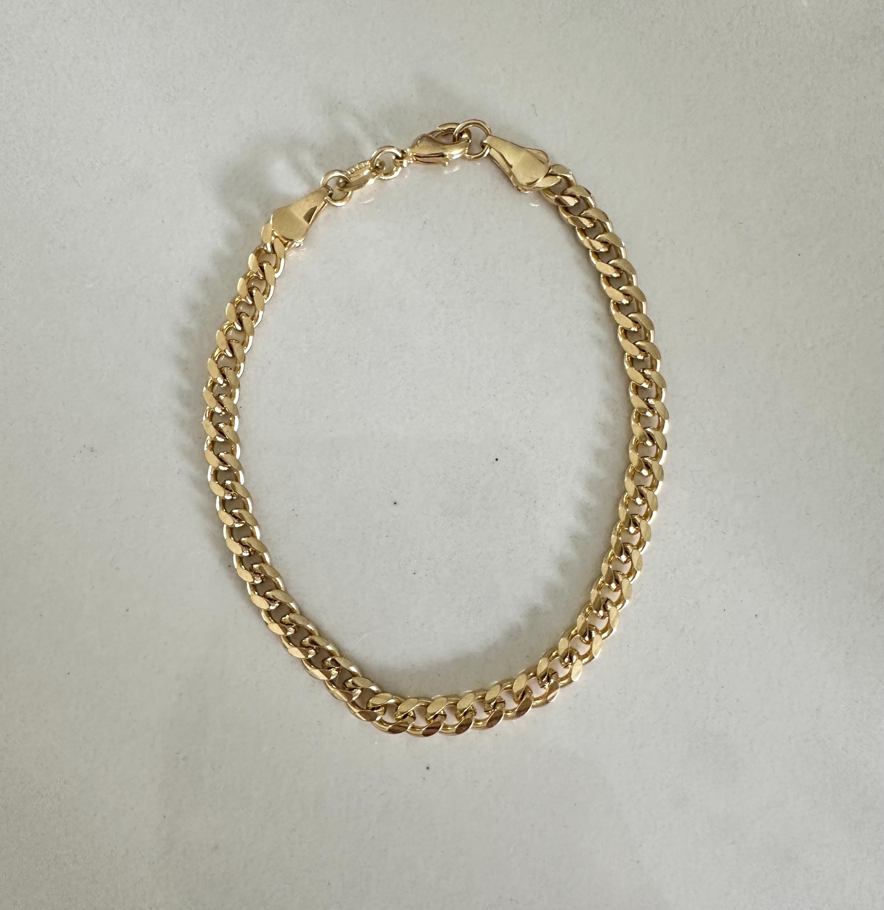 18k Gold Filled Cuban Link Bracelet: Dainty Layering Chain