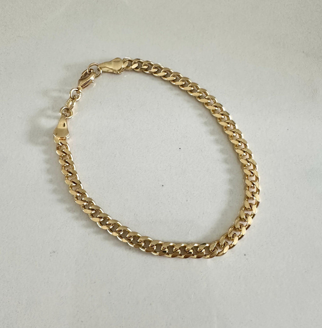 18k Gold Filled Cuban Link Bracelet: Dainty Layering Chain