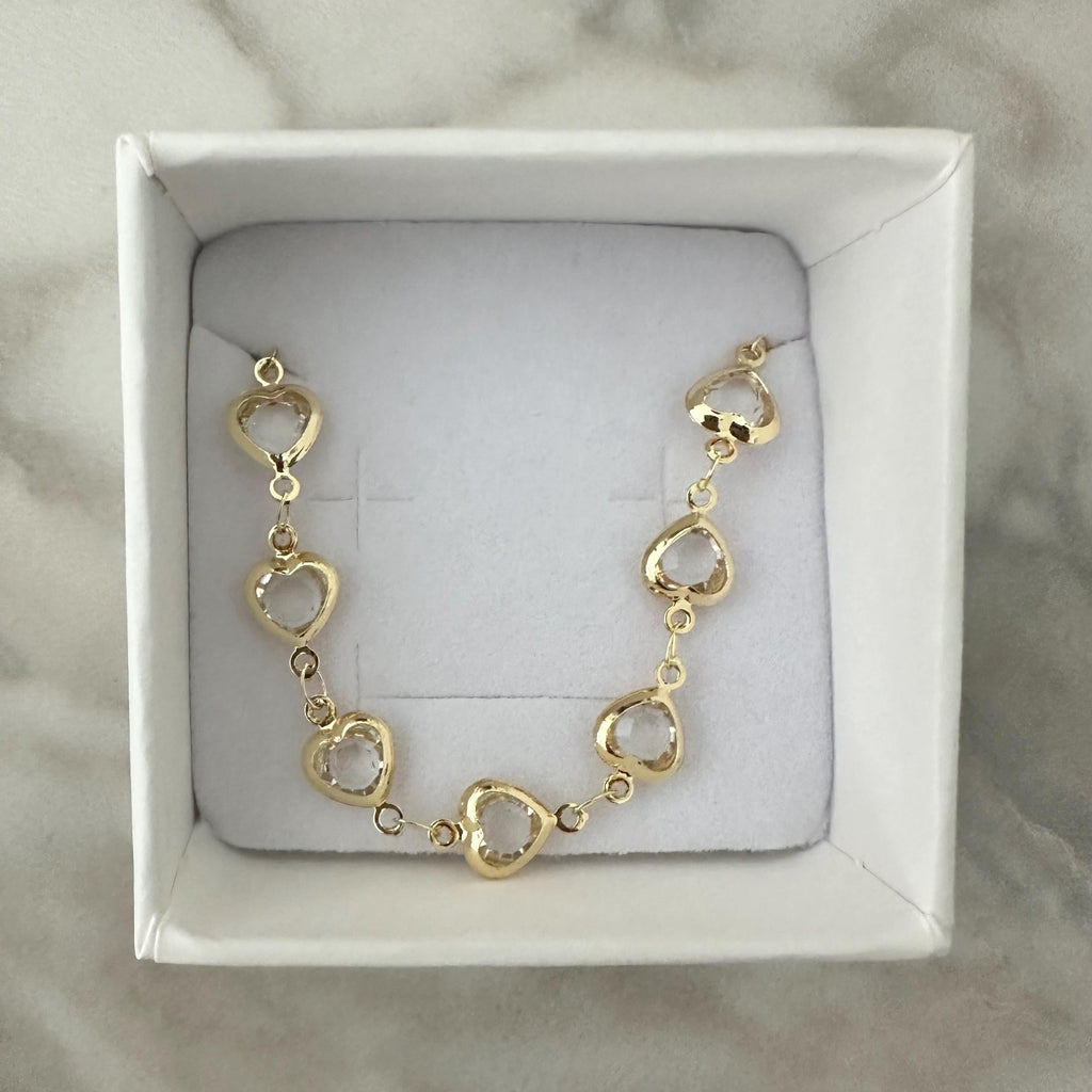 Gold Filled CZ Heart Chain Necklace Valentines Day