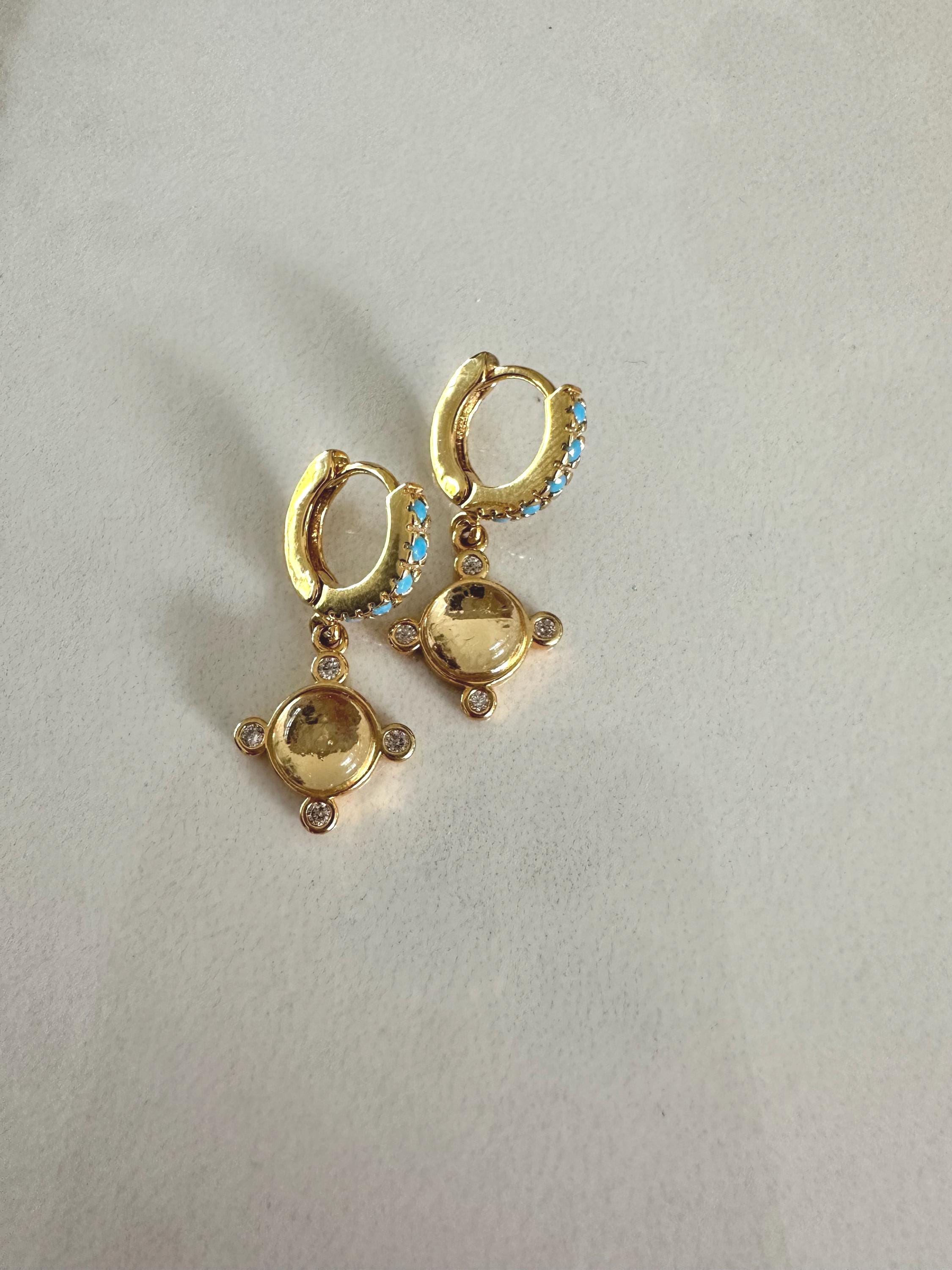 Turquoise Huggie Earrings