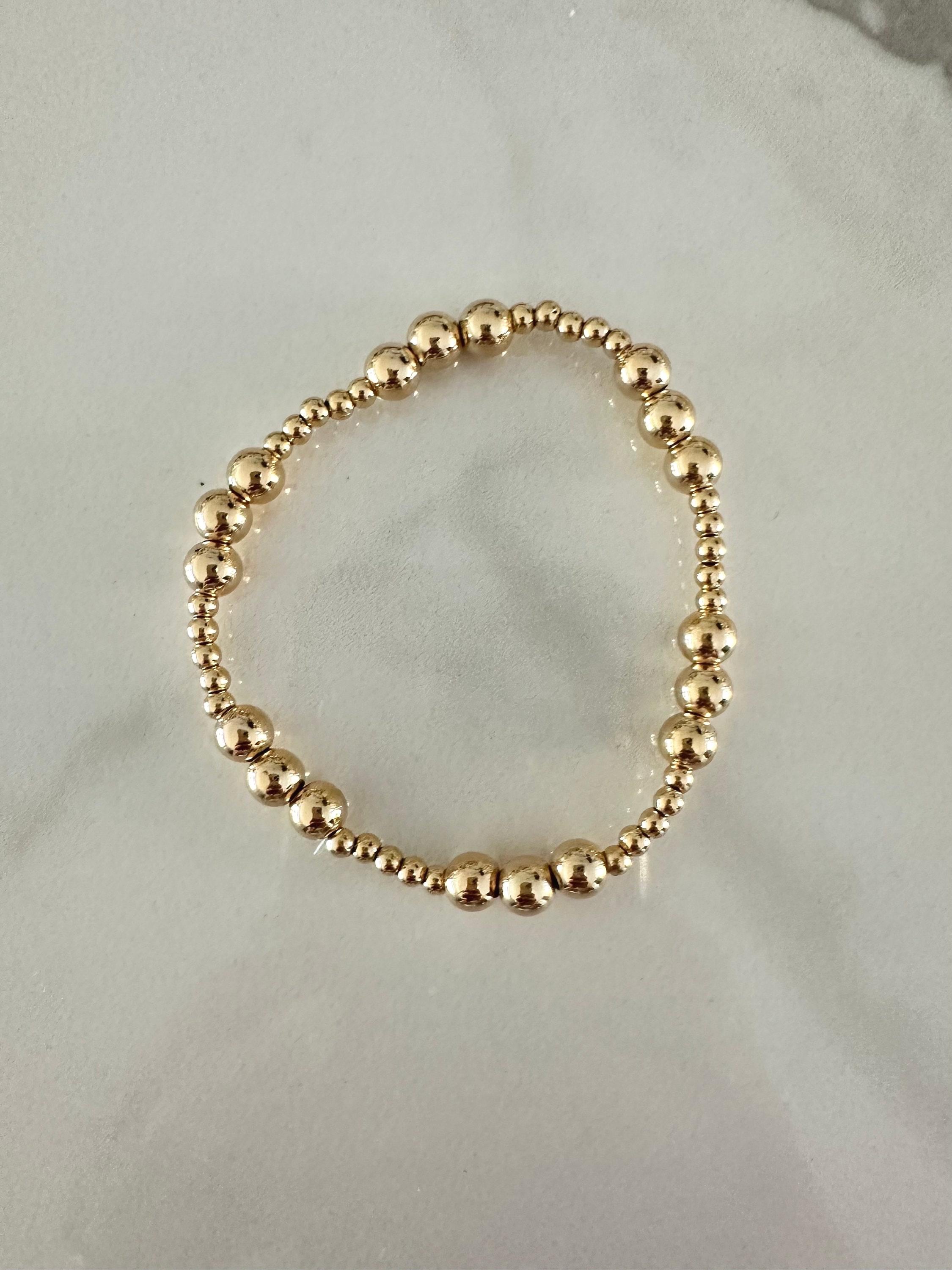 18k gold filled medium trio beaded Bracelet, Dainty Bracelet