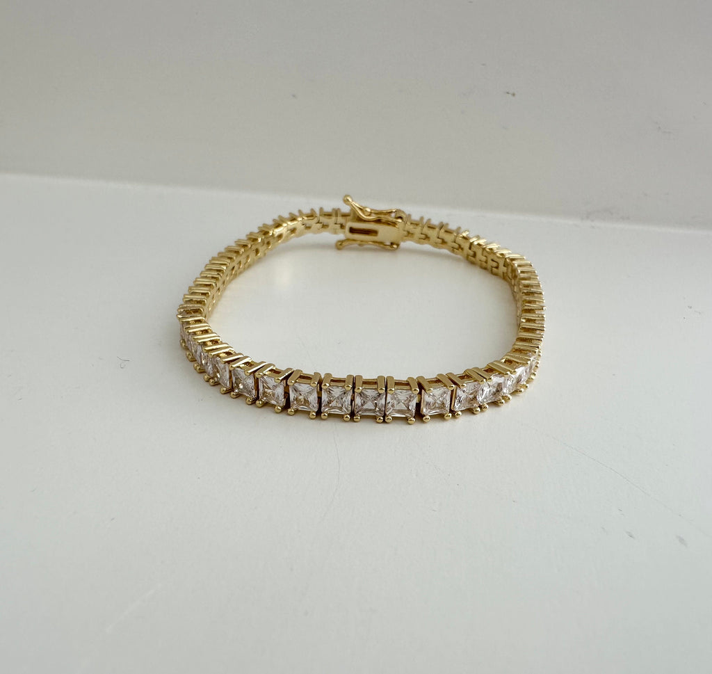 18k Gold Filled CZ Square Tennis Bracelet