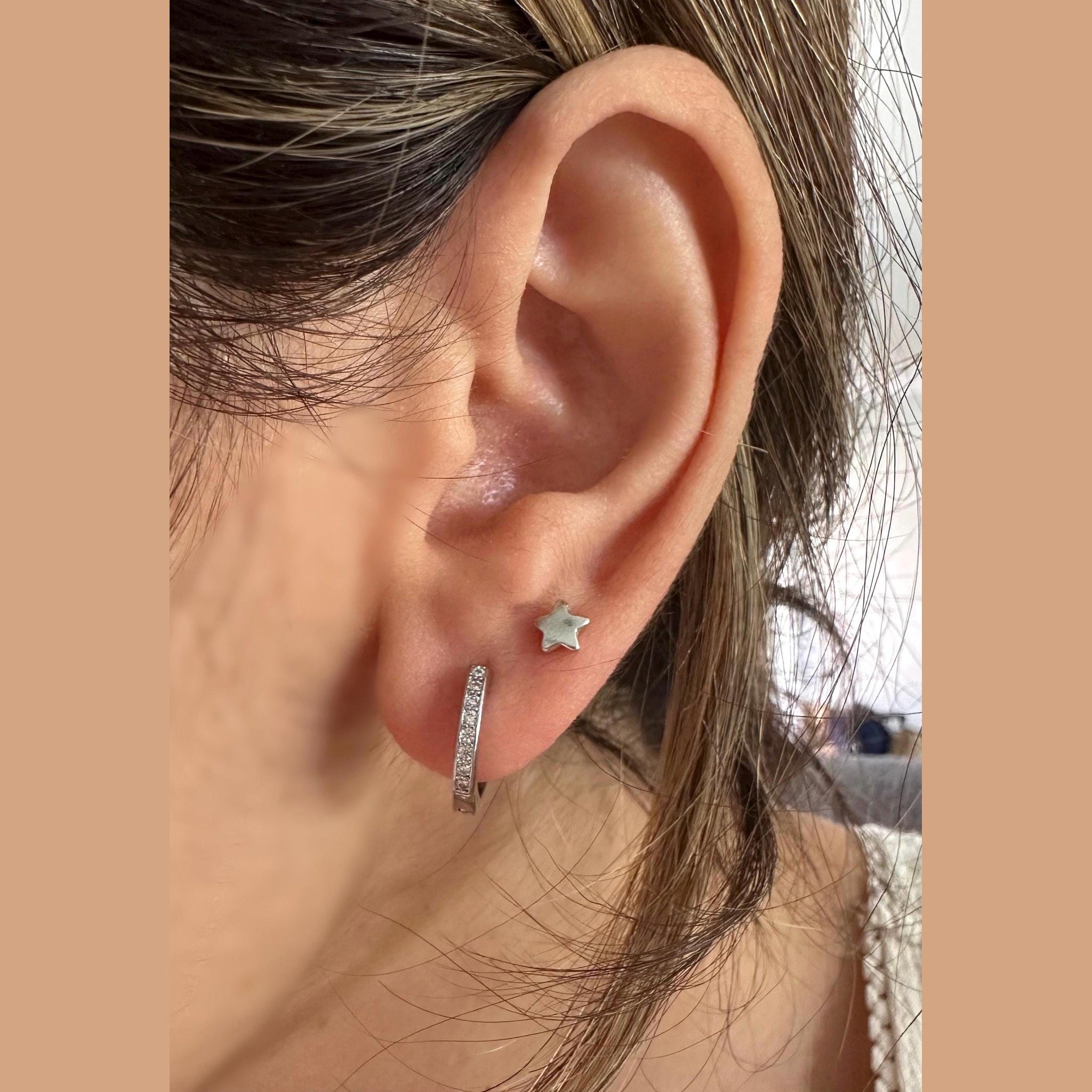 White Gold Filled Star Stud Earrings: Celestial Jewelry