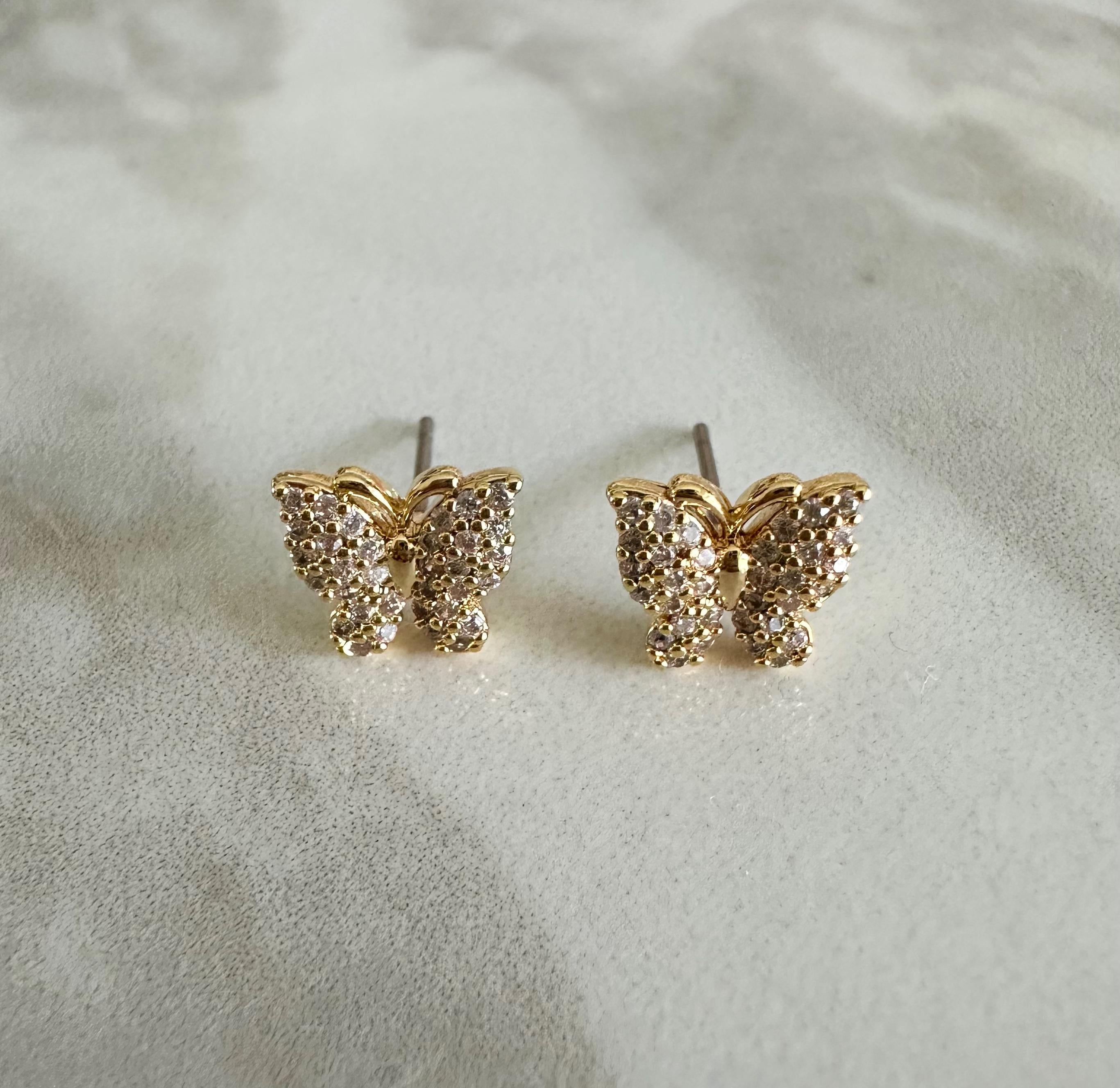 Butterfly CZ Stud Earrings