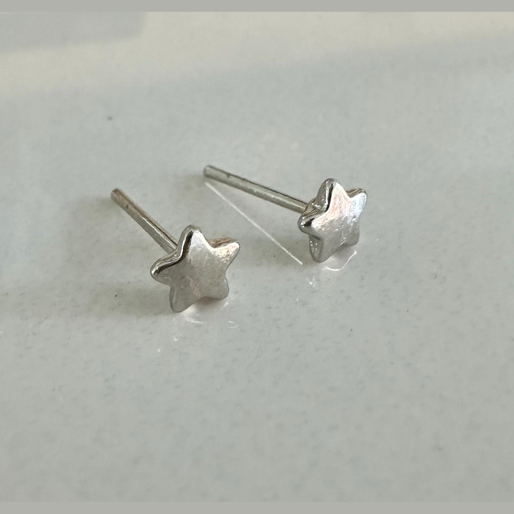 White Gold Filled Star Stud Earrings: Celestial Jewelry