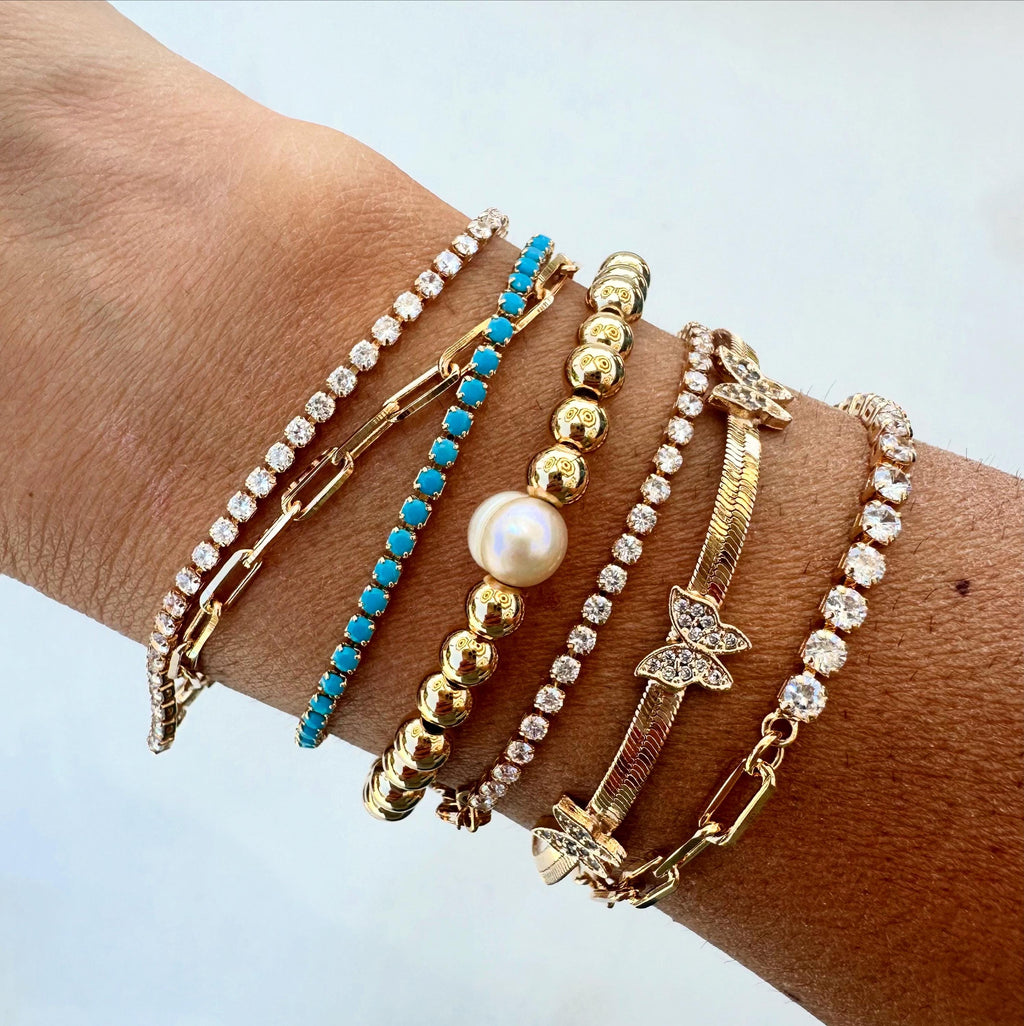 18k Gold Filled CZ Half Tennis Half Chain Bracelet
