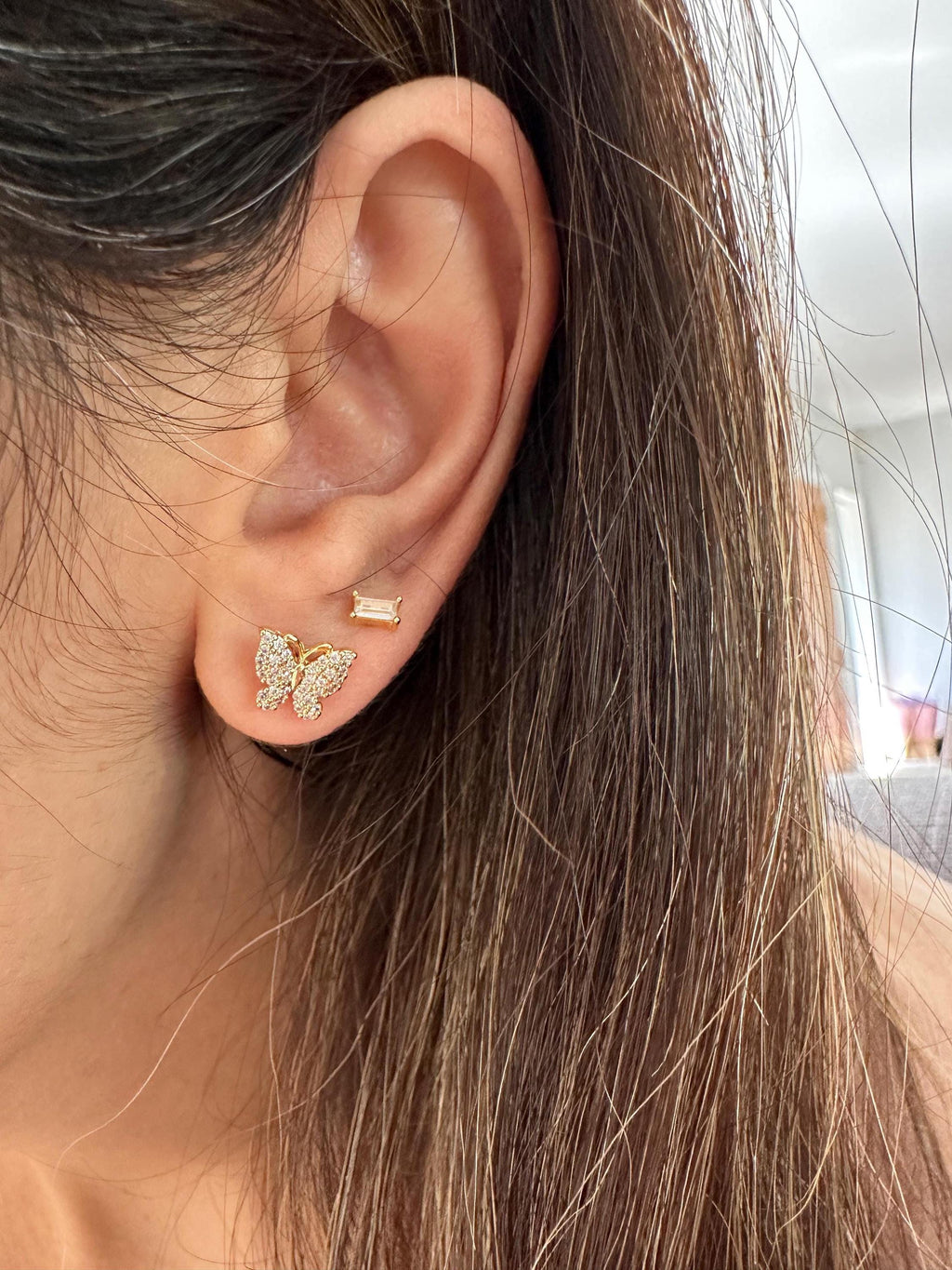 Butterfly CZ Stud Earrings