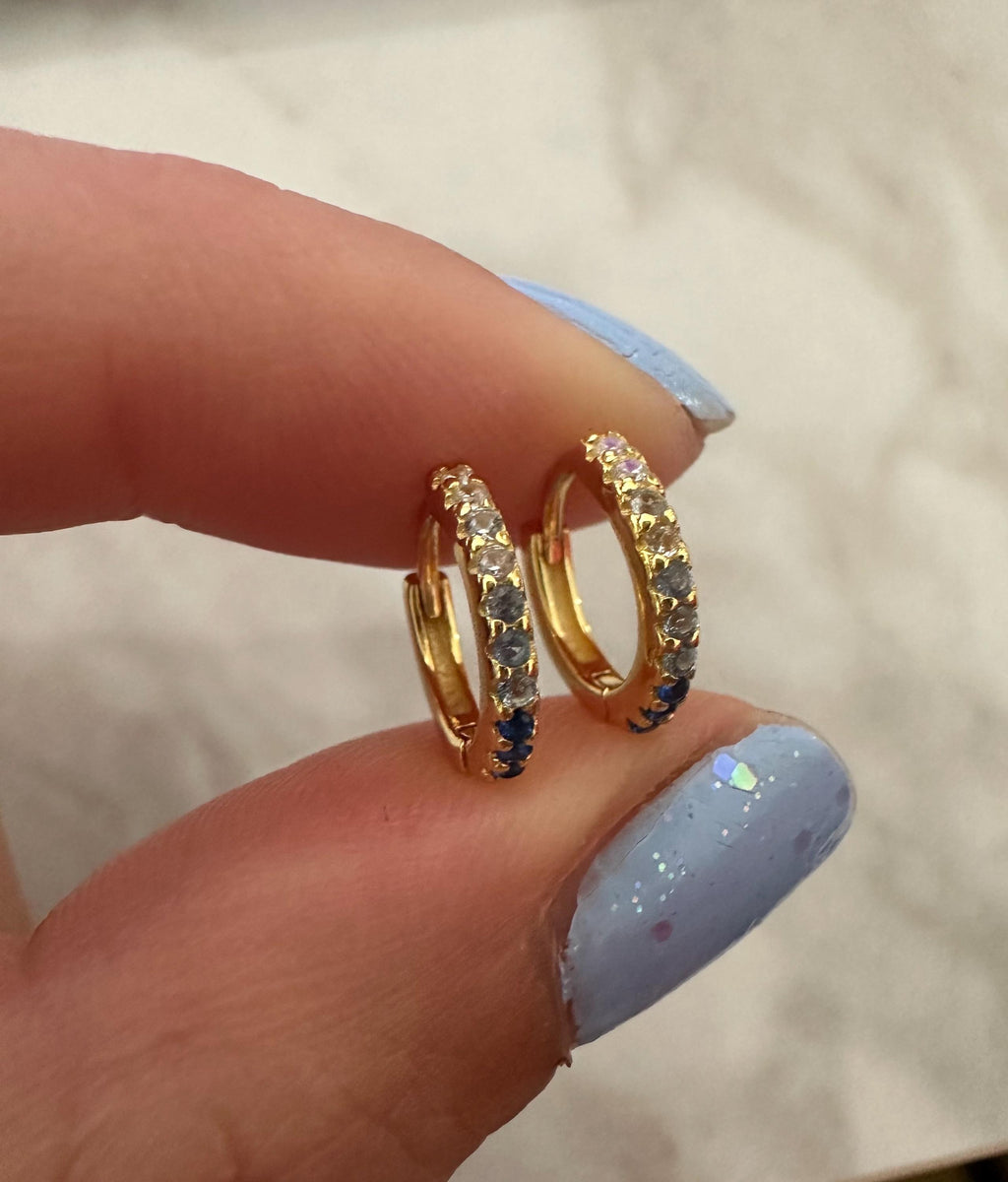 Blue Ombre Evil Eye Hoop Earrings