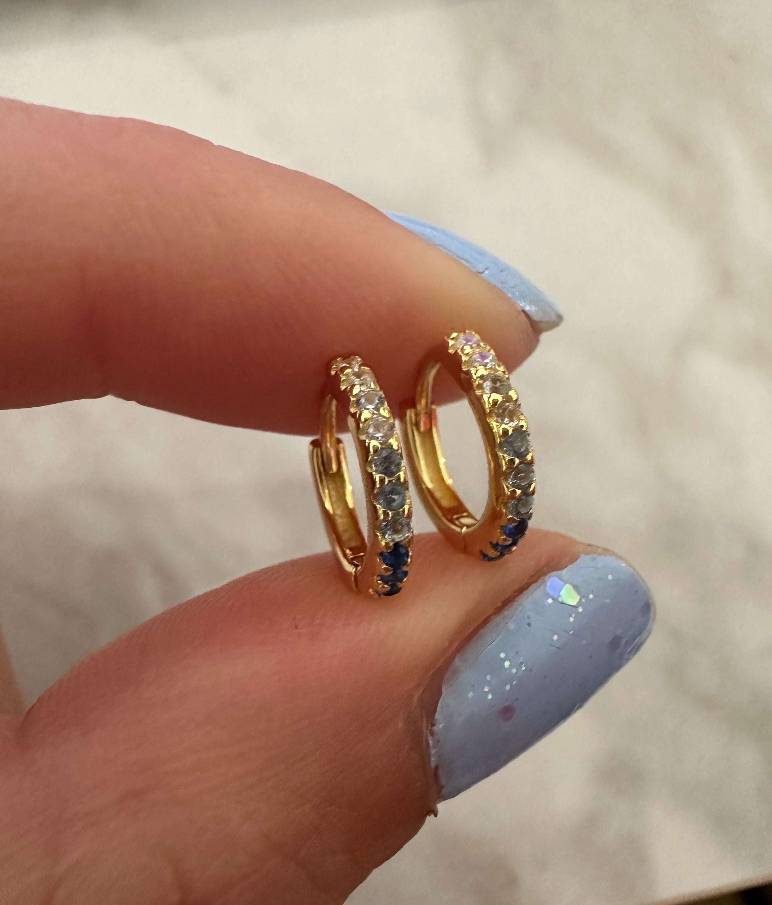 Blue Ombre Evil Eye Hoop Earrings
