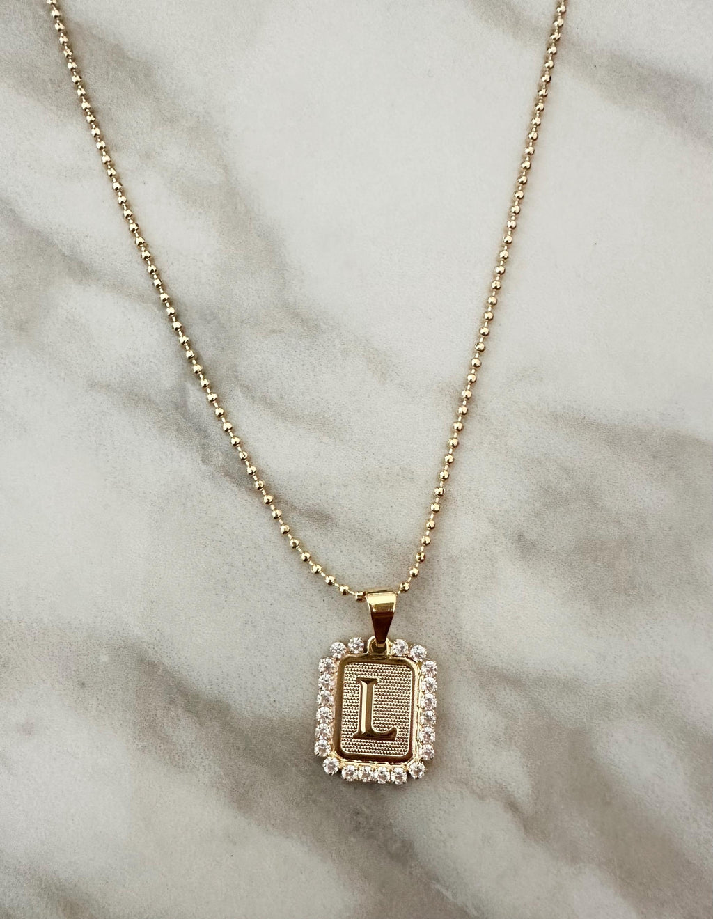 Gold CZ Pavé Initial Necklace: Personalized Letter Pendant
