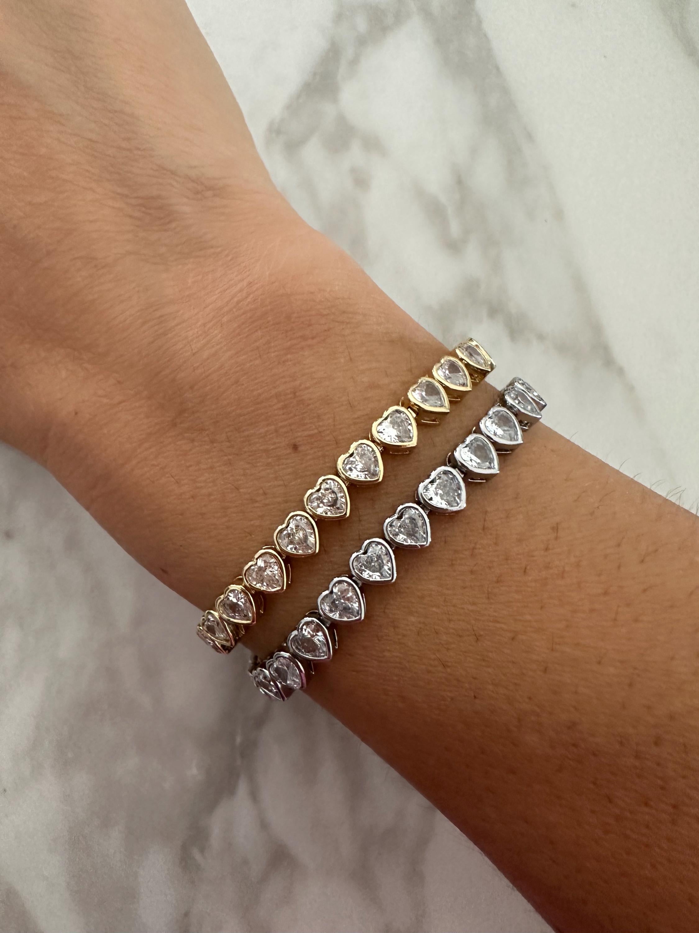 CZ Heart Tennis Bracelet: 18k White Gold Filled, Hypoallergenic Valentines Day