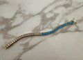 18k Gold Filled Turquoise CZ Tennis Bracelet: Emerald Cut