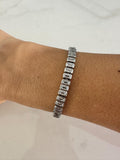 18k White Gold Filled CZ Emerald Cut Tennis Bracelet, Gift for her