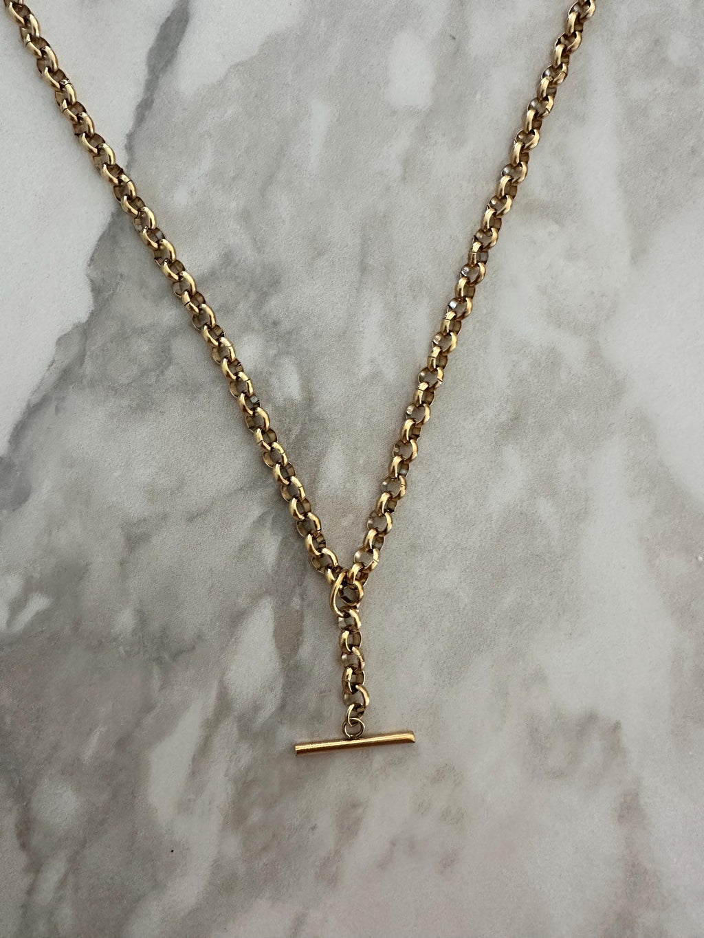 Gold Rolo Chunky Chain T-Bar Layering Necklace
