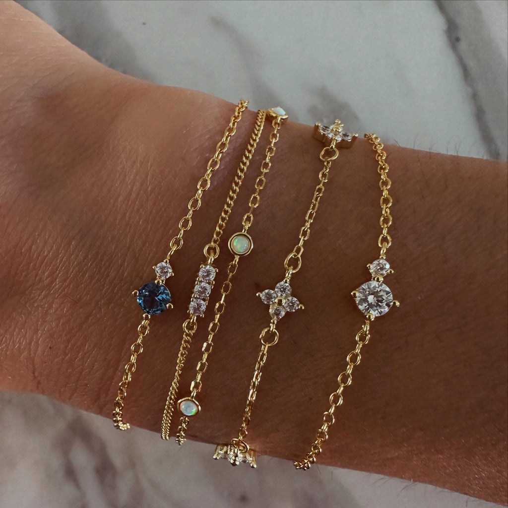 Gold Clover CZ Chain Bracelet