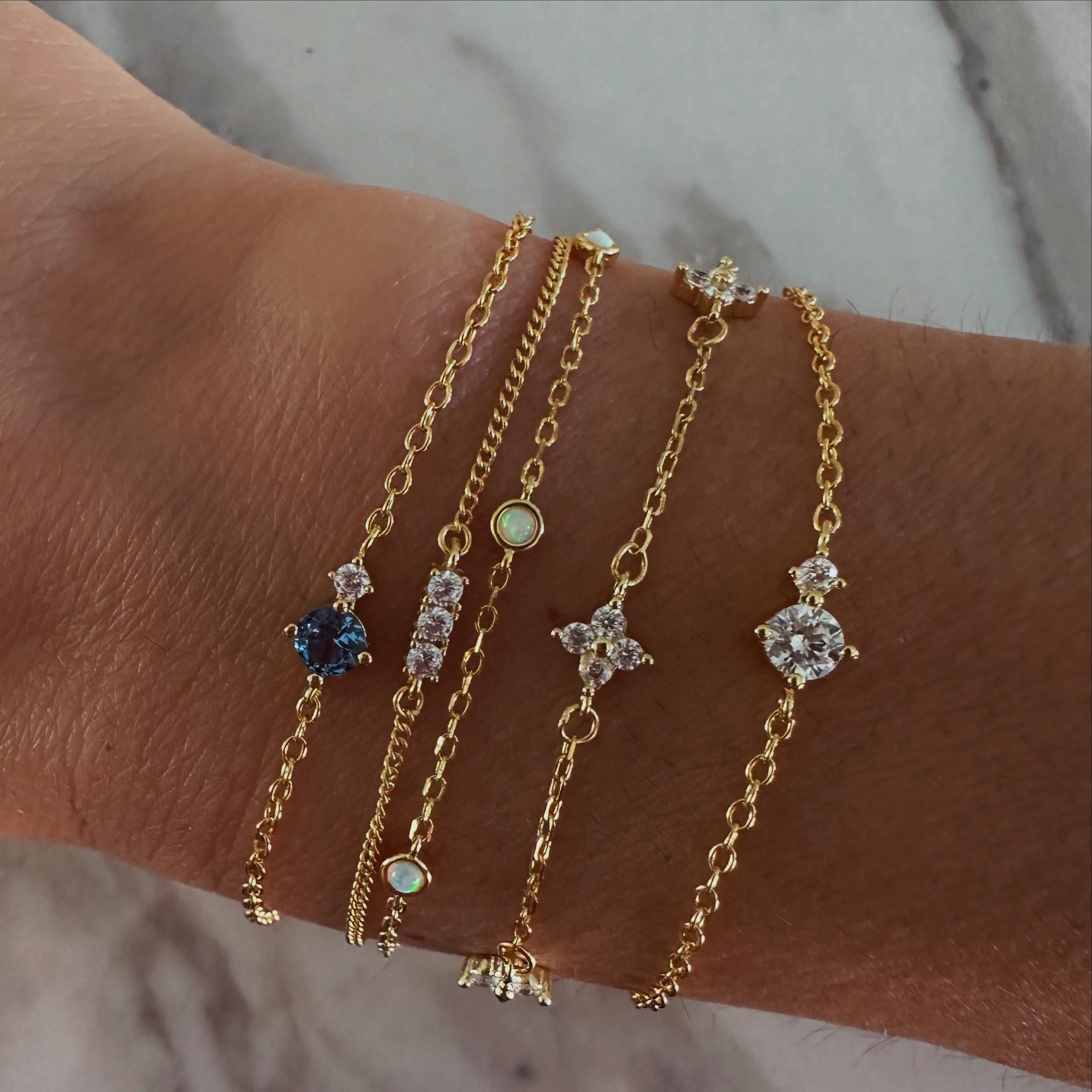 Gold Clover CZ Chain Bracelet