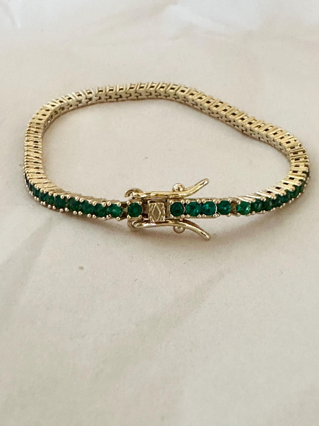 18k Gold Filled Emerald Green CZ Tennis Bracelet