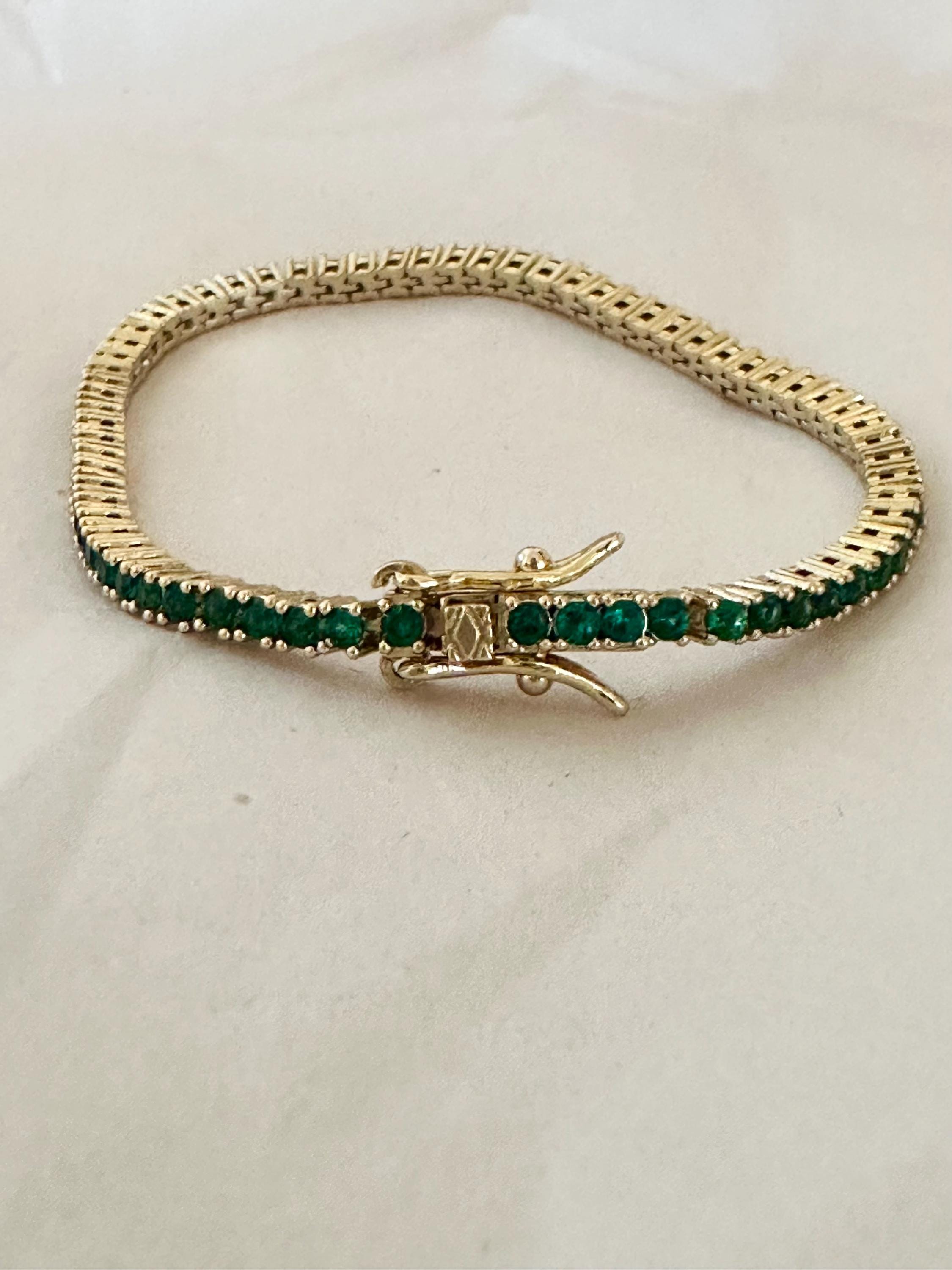 18k Gold Filled Emerald Green CZ Tennis Bracelet