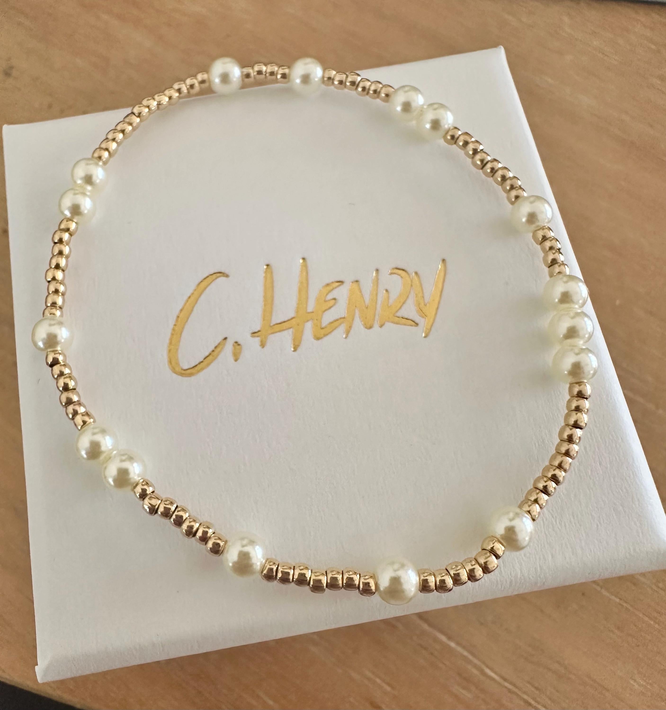 18k Gold Filled Pearl Beaded Bracelet, Dainty Layering Bracelet