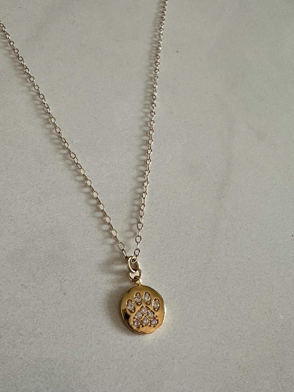 Gold Paw Print Charm Necklace