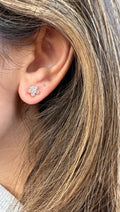 Pink Flower CZ Stud Earrings