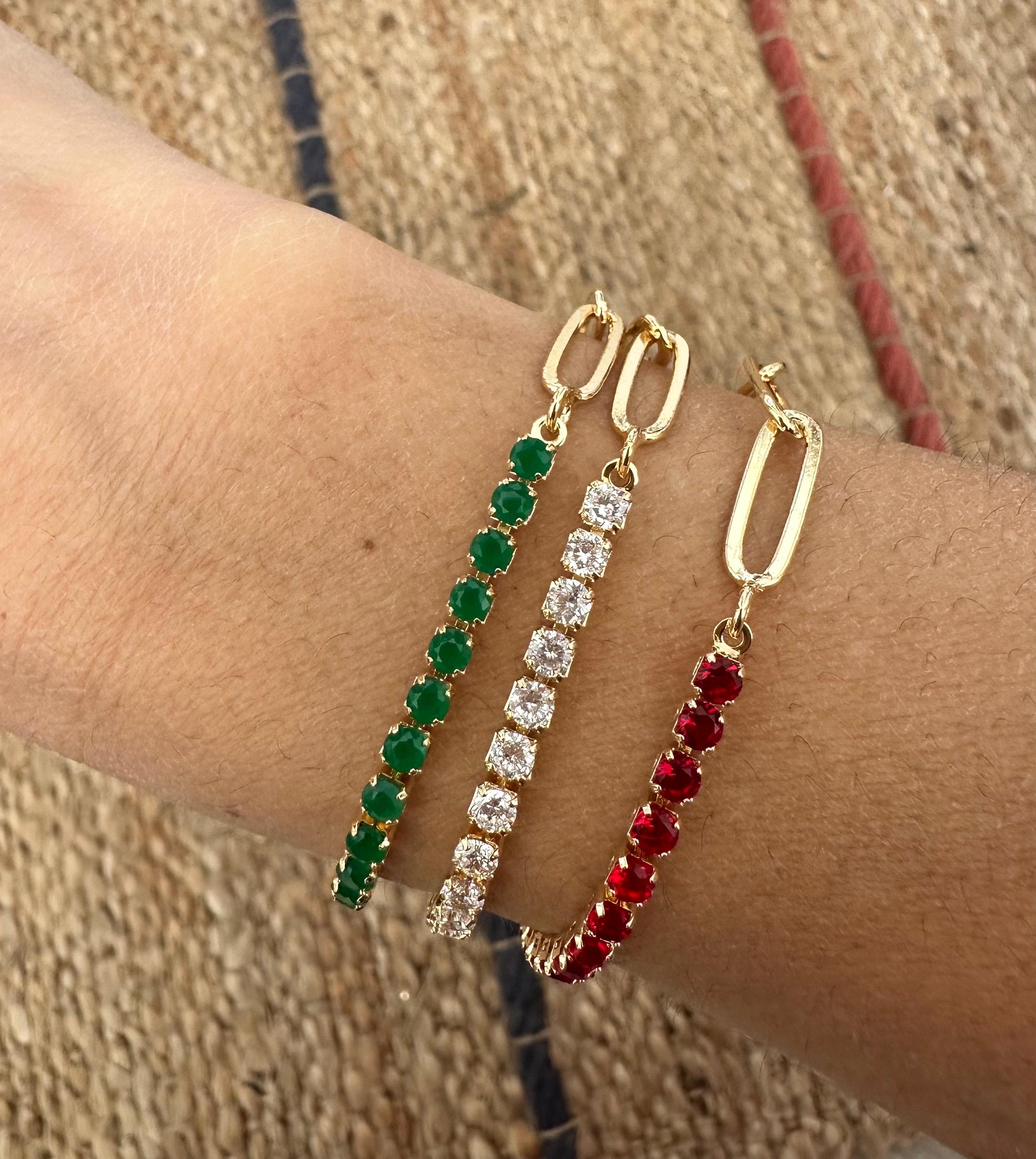 18k Gold Filled CZ Half Tennis Half Chain Bracelet