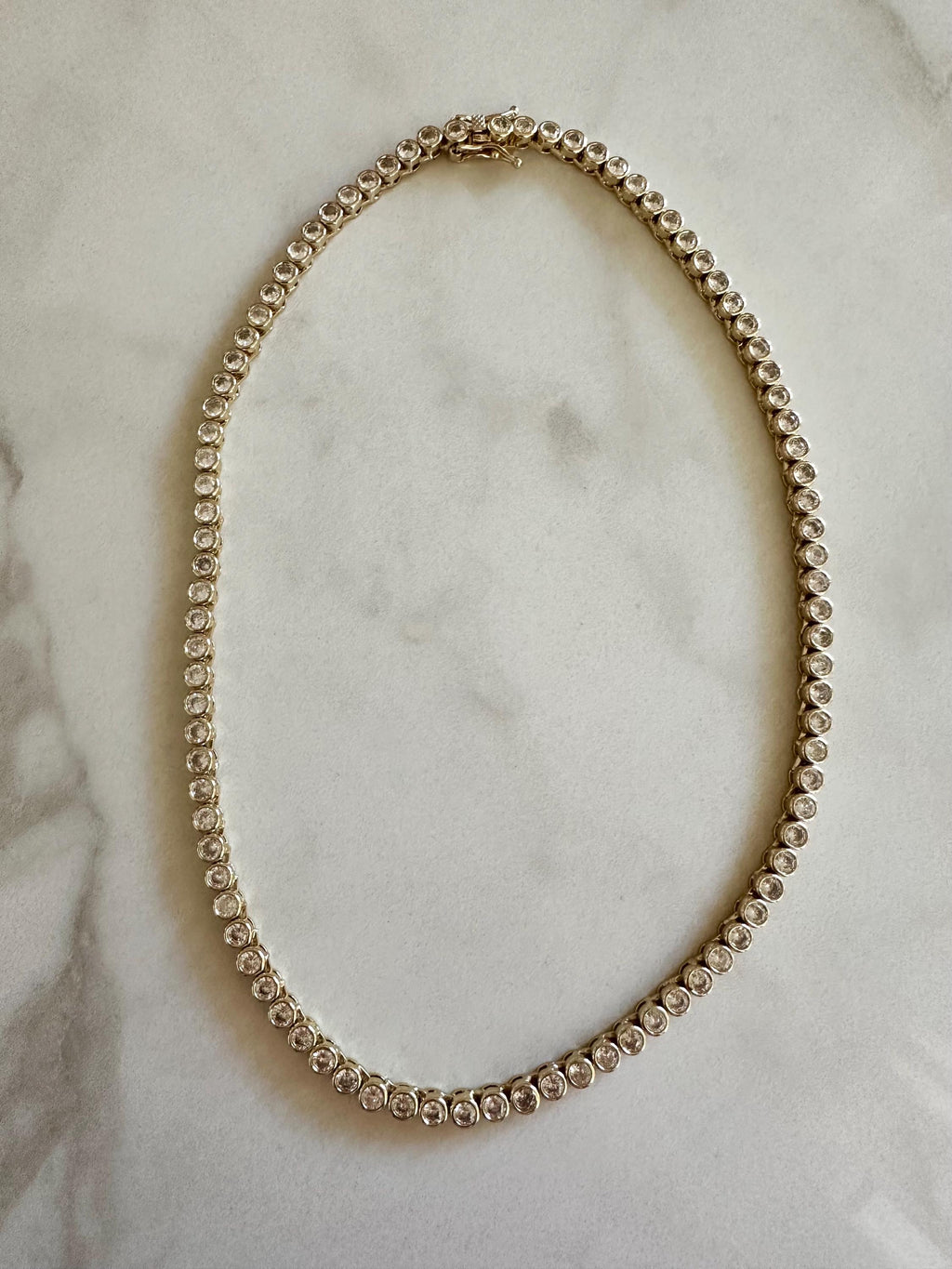 Round CZ Tennis Choker Necklace