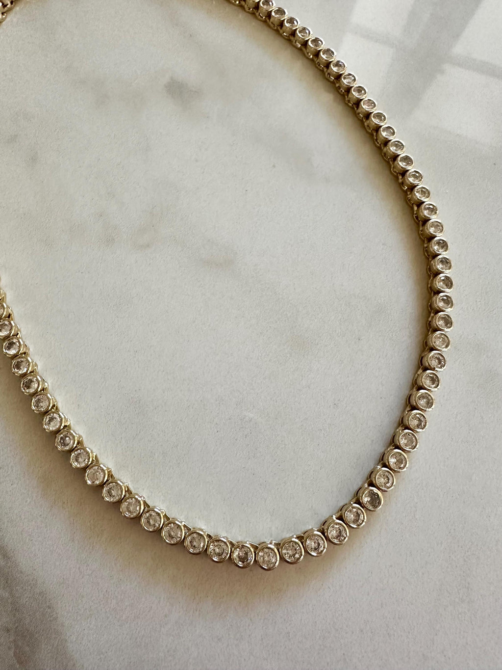 Round CZ Tennis Choker Necklace