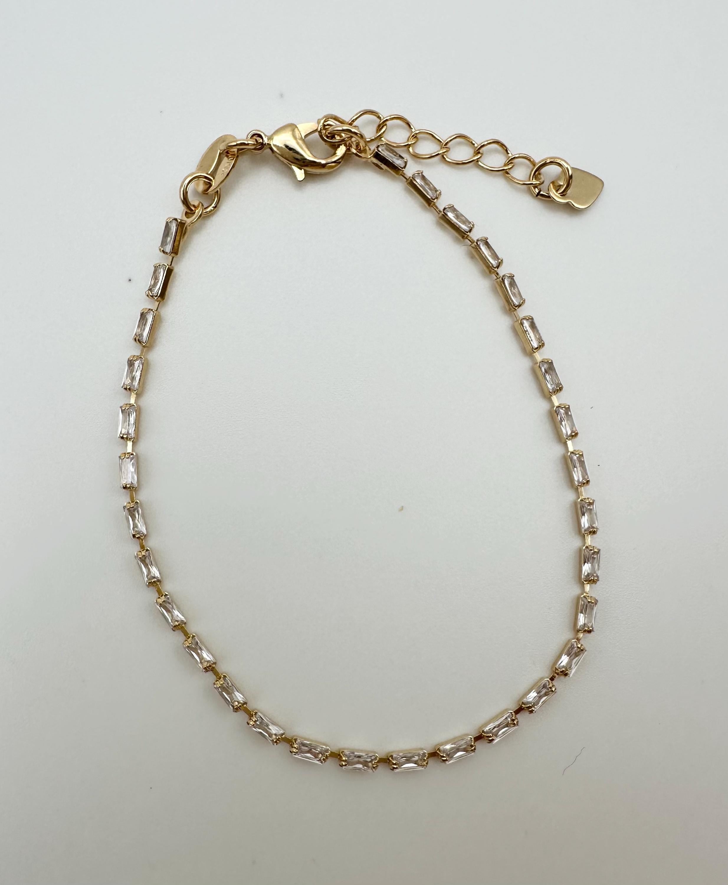 18k Gold Filled Clear CZ Rectangle Bracelet