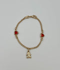 18k Gold Filled Heart and Teddy Bear Charm Bracelet: Kids jewelry Valentines Day