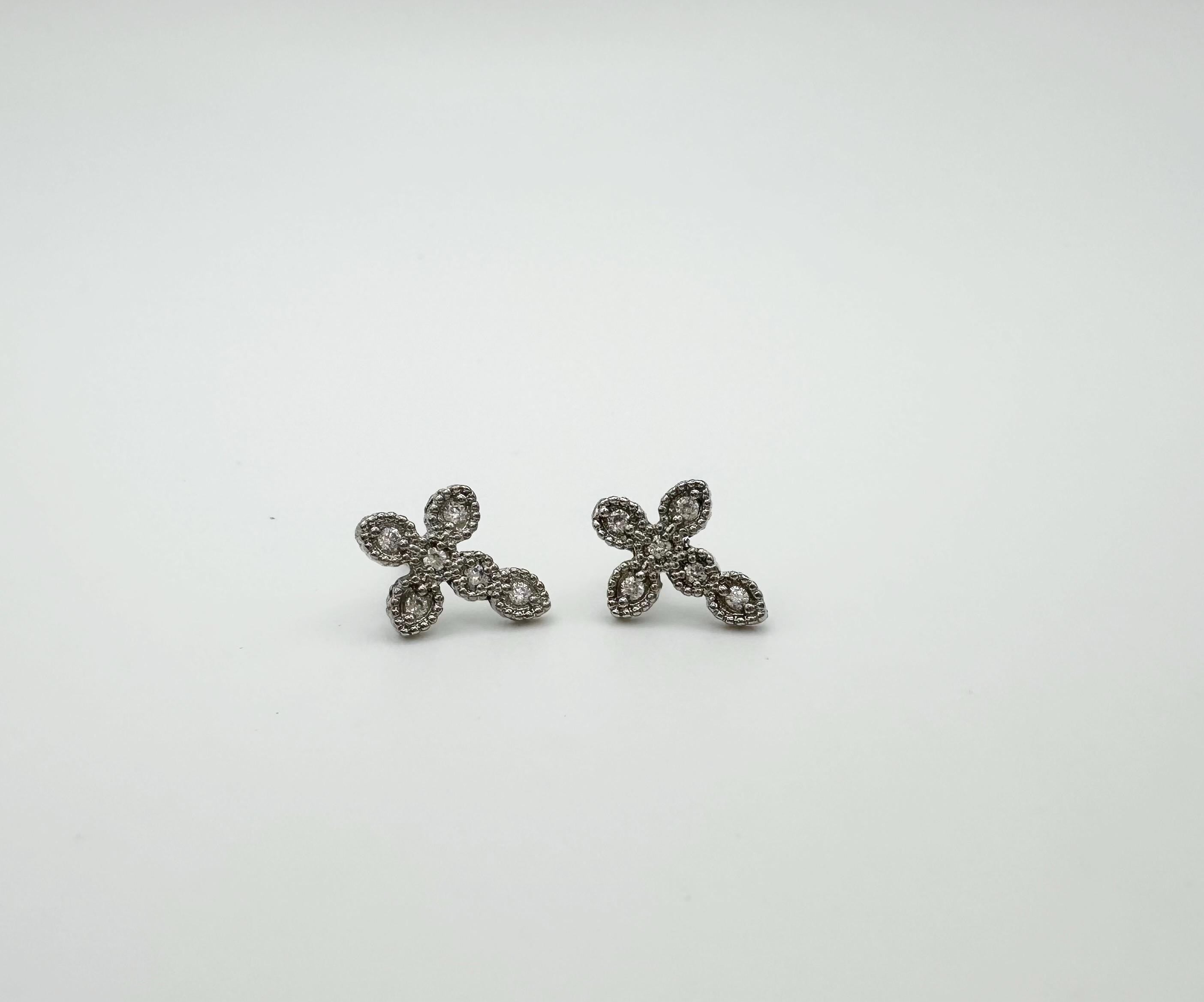18k White Gold Filled CZ Cross Stud Earrings