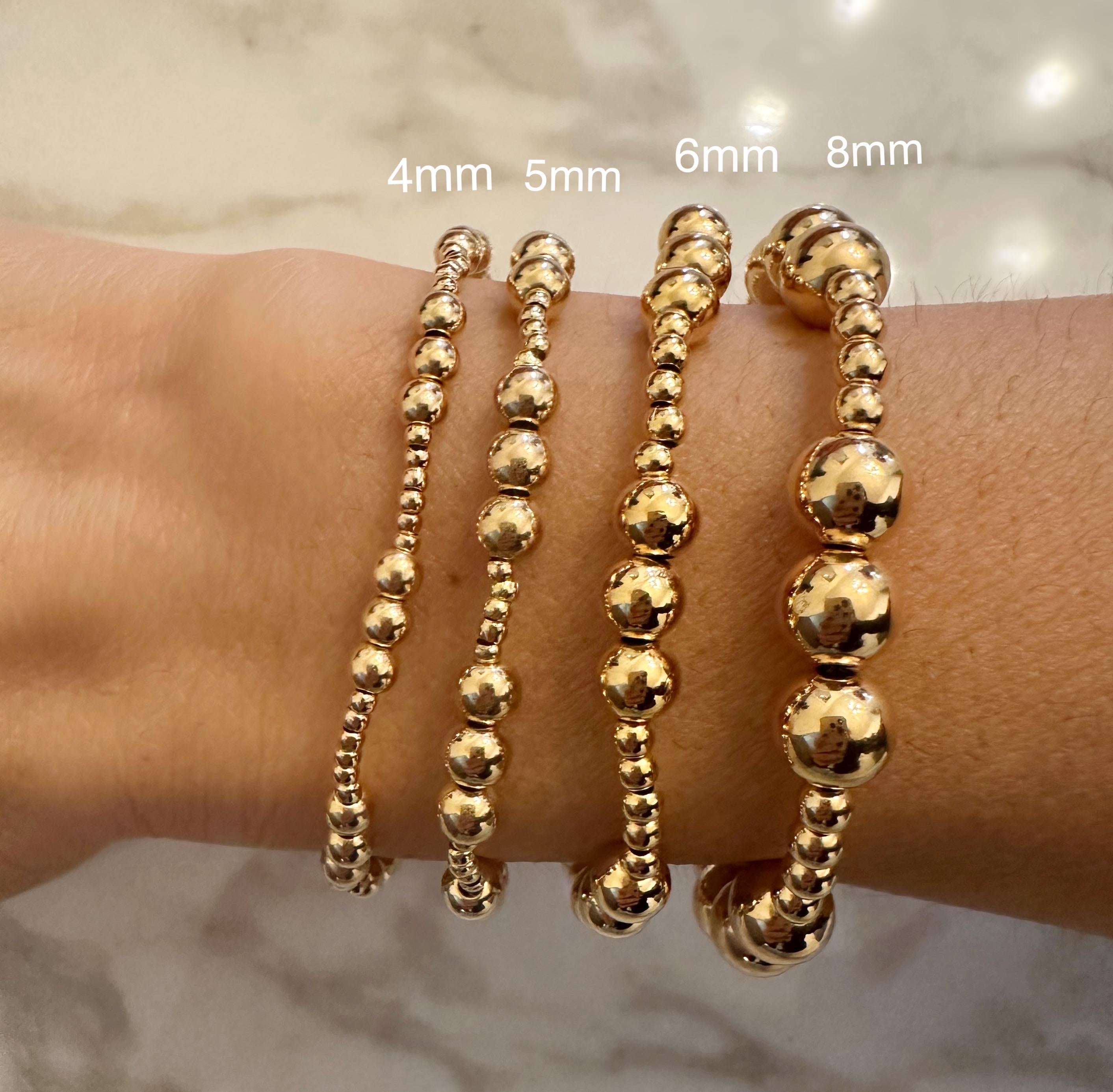 18k gold filled medium trio beaded Bracelet, Dainty Bracelet