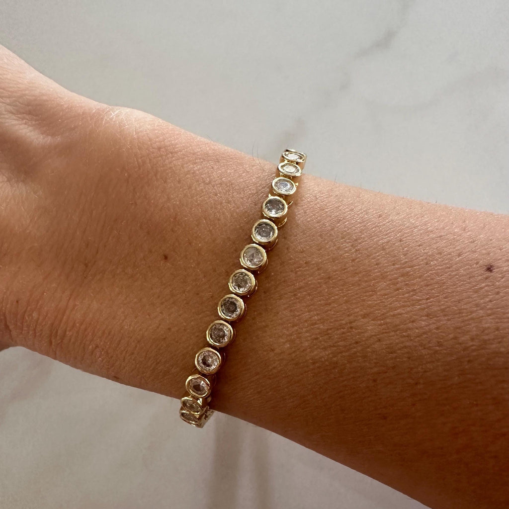 18k Gold Filled CZ Round Cut Tennis Bracelet