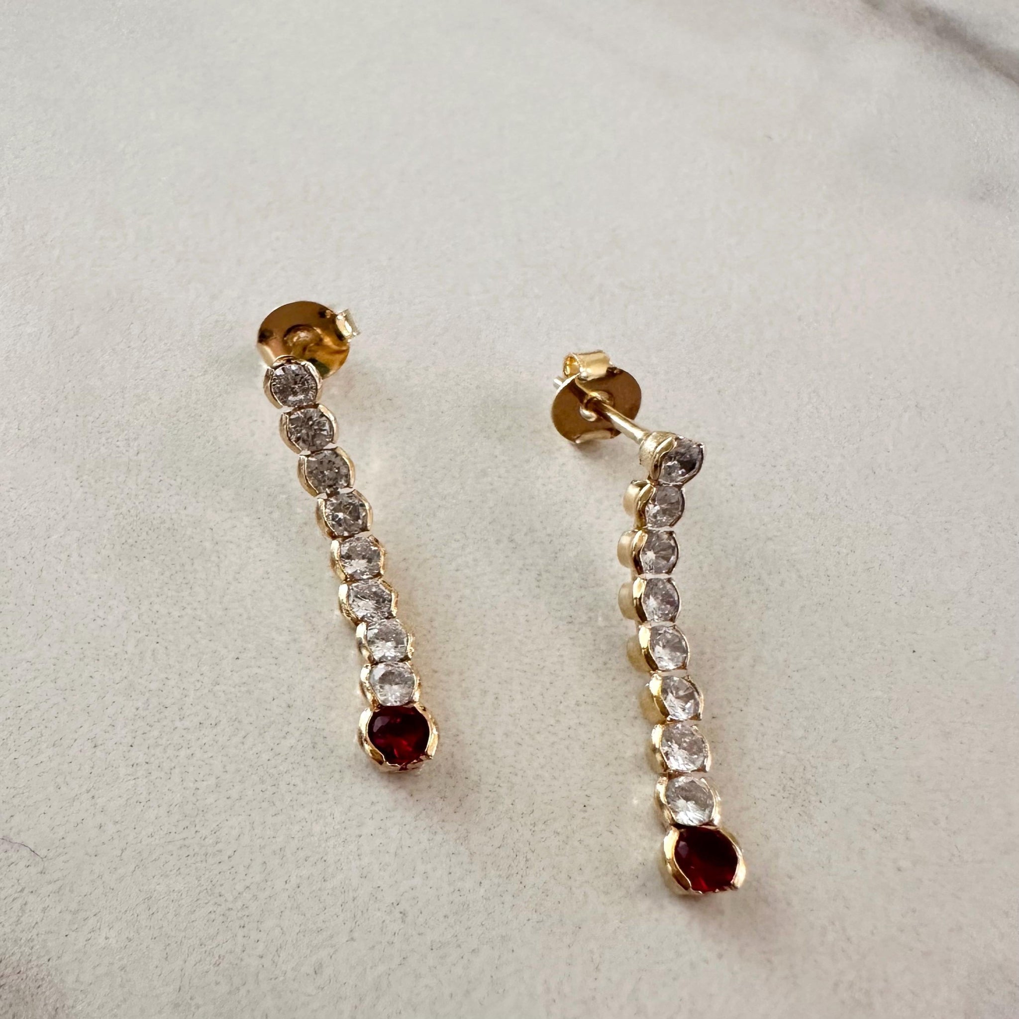 Ruby CZ Drop Earrings